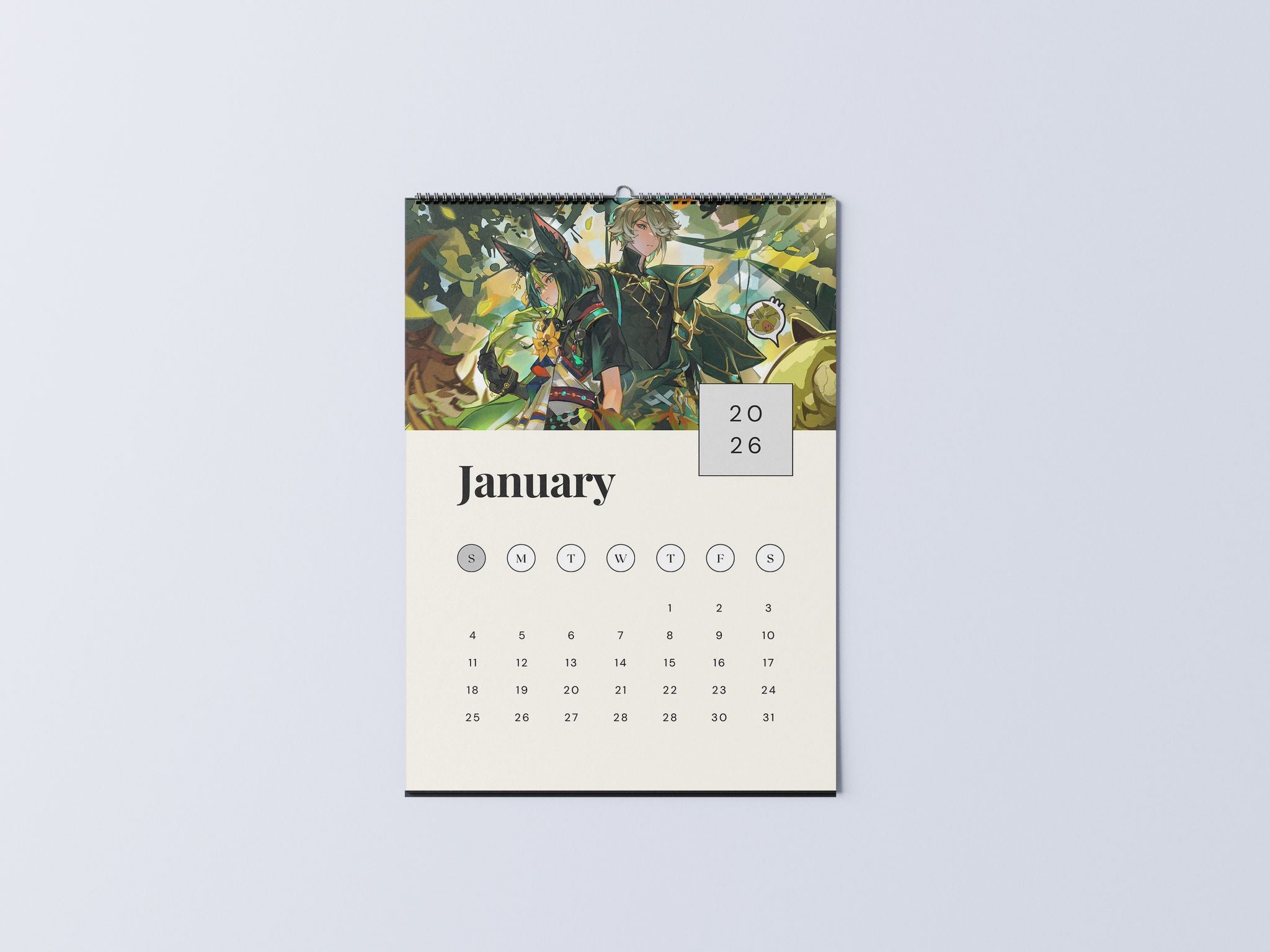 Genshin Impact Wall Calendar, Gaming Wall Calendar, 2026 Calendar