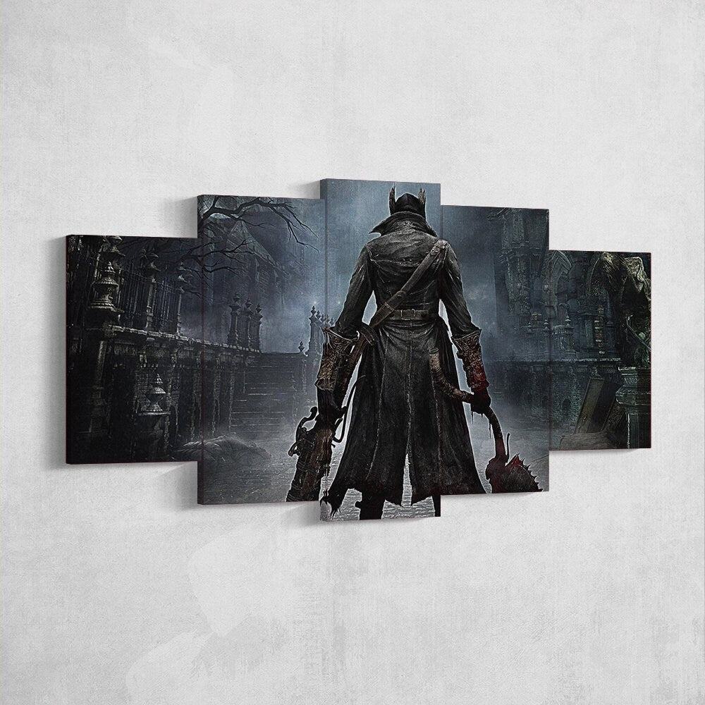 bloodborne-hunter-5-piece-canvas-wall-art-bloodborne-wall-art-bloodborne-hunter-poster-bloodborne-canvas-bloodborne-5-panel-g