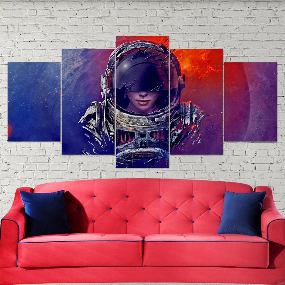 astronaut-girl-sci-fi-5-piece-canvas-wall-art-canvas-print-astronaut-decor-art-extra-large-wall-art-astronaut-poster-5-panel