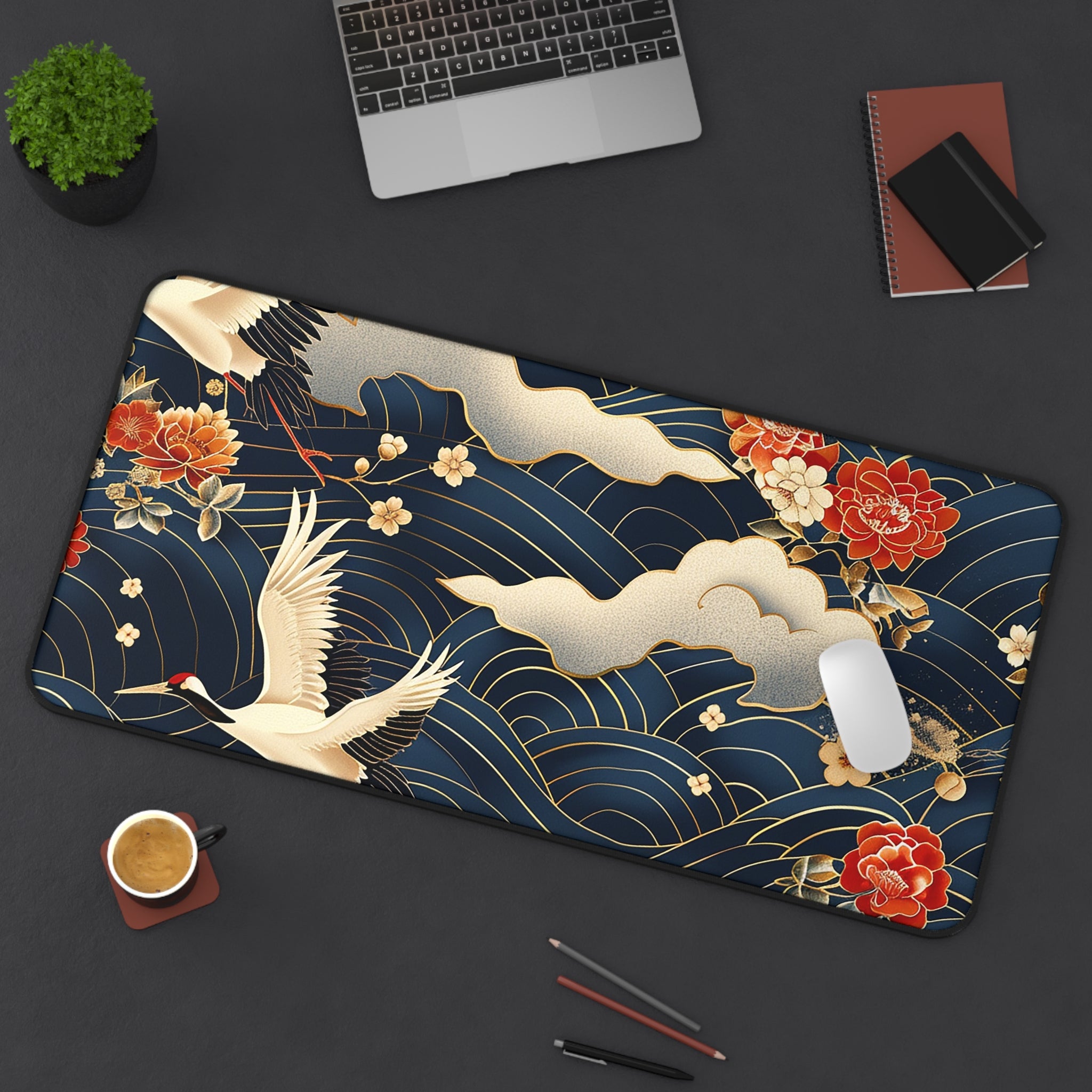 japanese-cranes-art-desk-mat-mousepad-desk-pad-for-home-office-asian-crane-design-gift-for-bird-lovers-office-decor-work-from