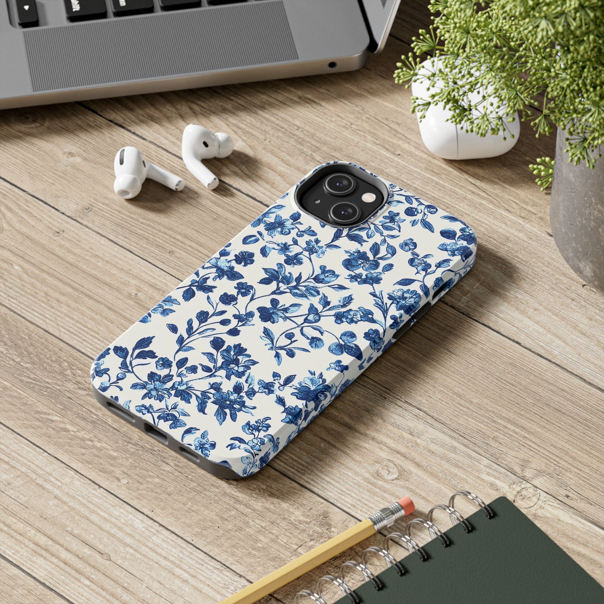 french-toile-floral-tough-phone-case-blue-phone-cover-protective-iphone-case-hard-shell-cellphone-case-vintage-design-phone-c