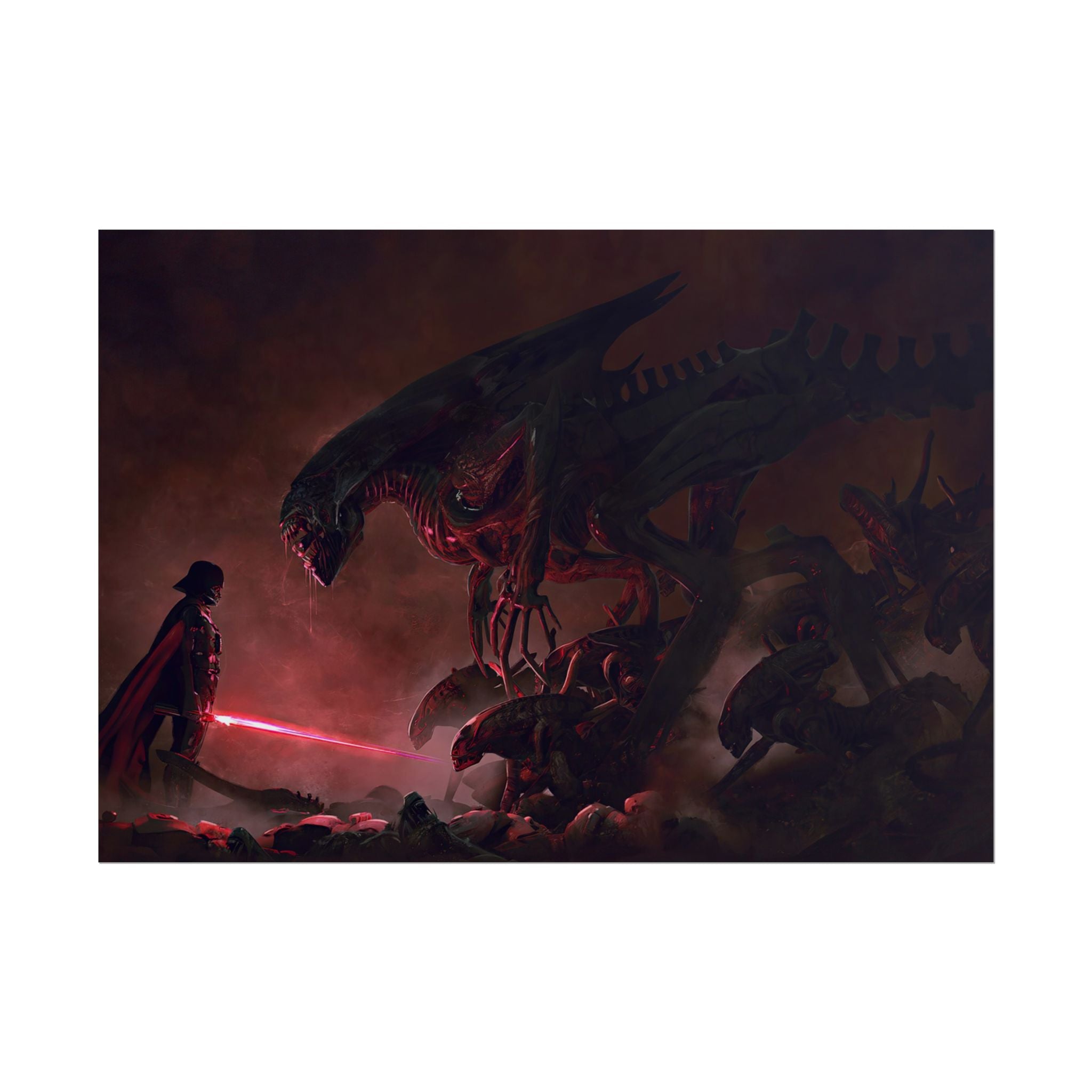 darth-vader-vs-aliens-xenomorph-poster-print-star-wars-fine-art-poster-wall-art-decor-home-office-decoration-sci-fi-fan