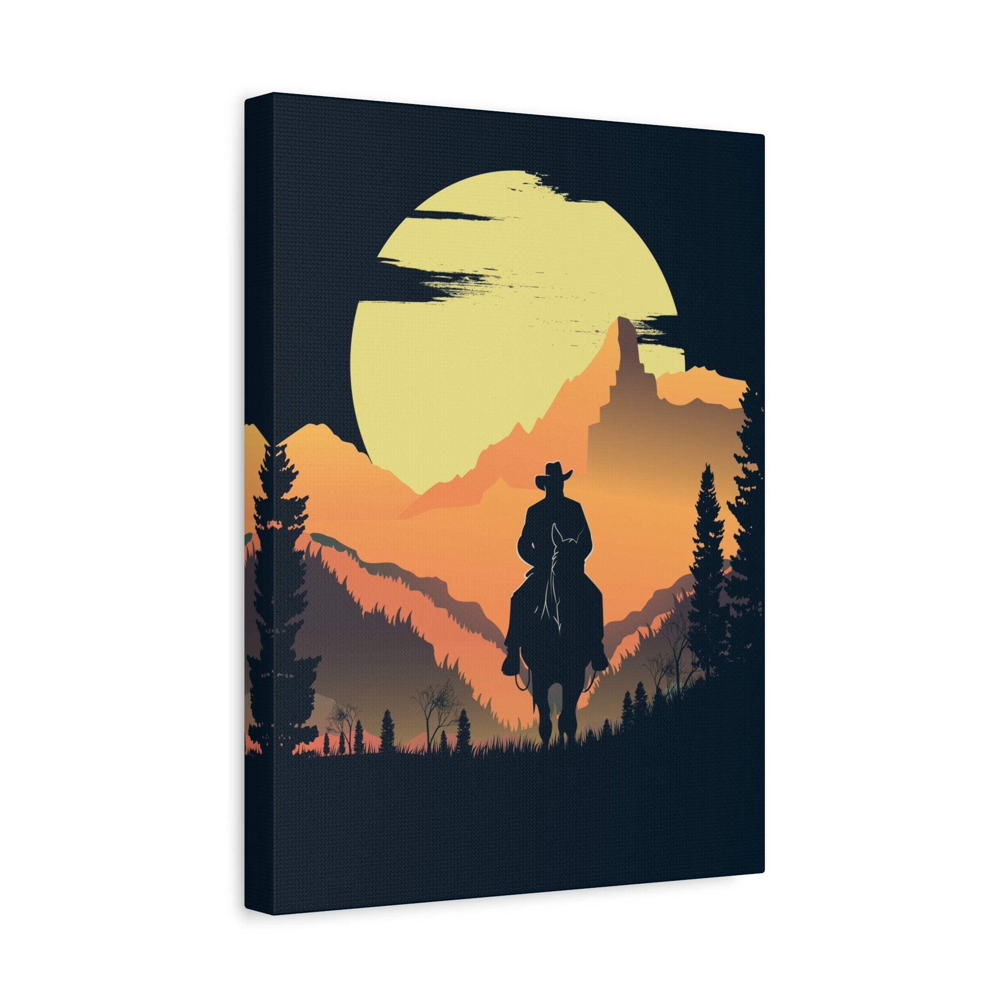 canvas-wall-art-cowboy-western-wall-decor-matte-stretched-print-rustic-southwestern-home-decoration-texas-desert-landscape