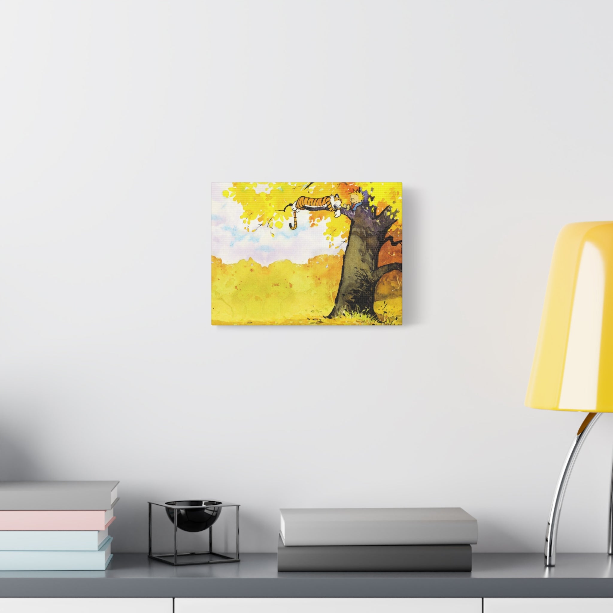 Calvin and Hobbes Canvas Wall Art - Nostalgic Comic Strip Canvas for Kids Room & Nursery Decor - Friendship Adventure Theme Print