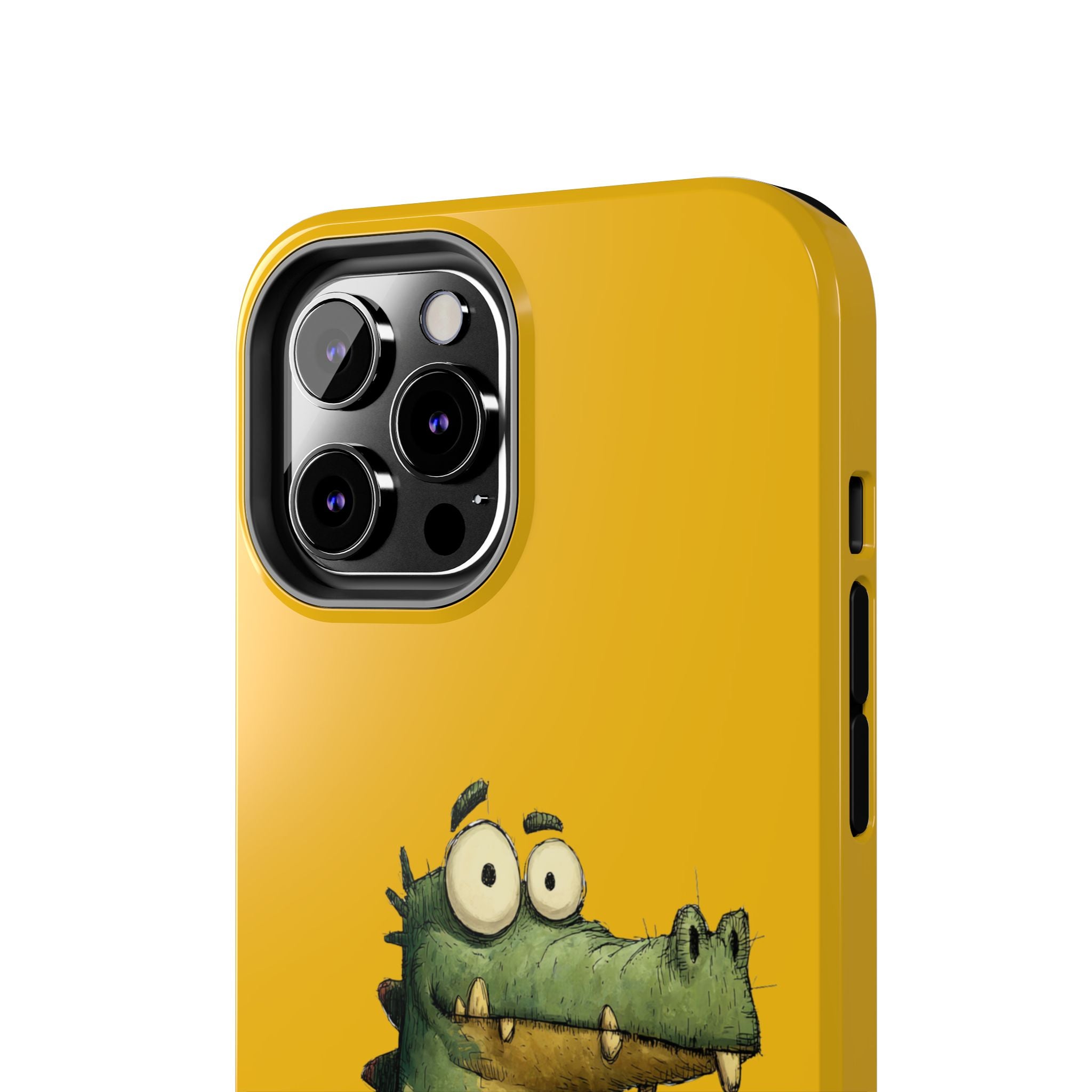 Quirky Funny Alligator iPhone Tough Case - Kawaii Animal Phone Cover - Crocodile Protective Phone Cover - Yellow iPhone Case