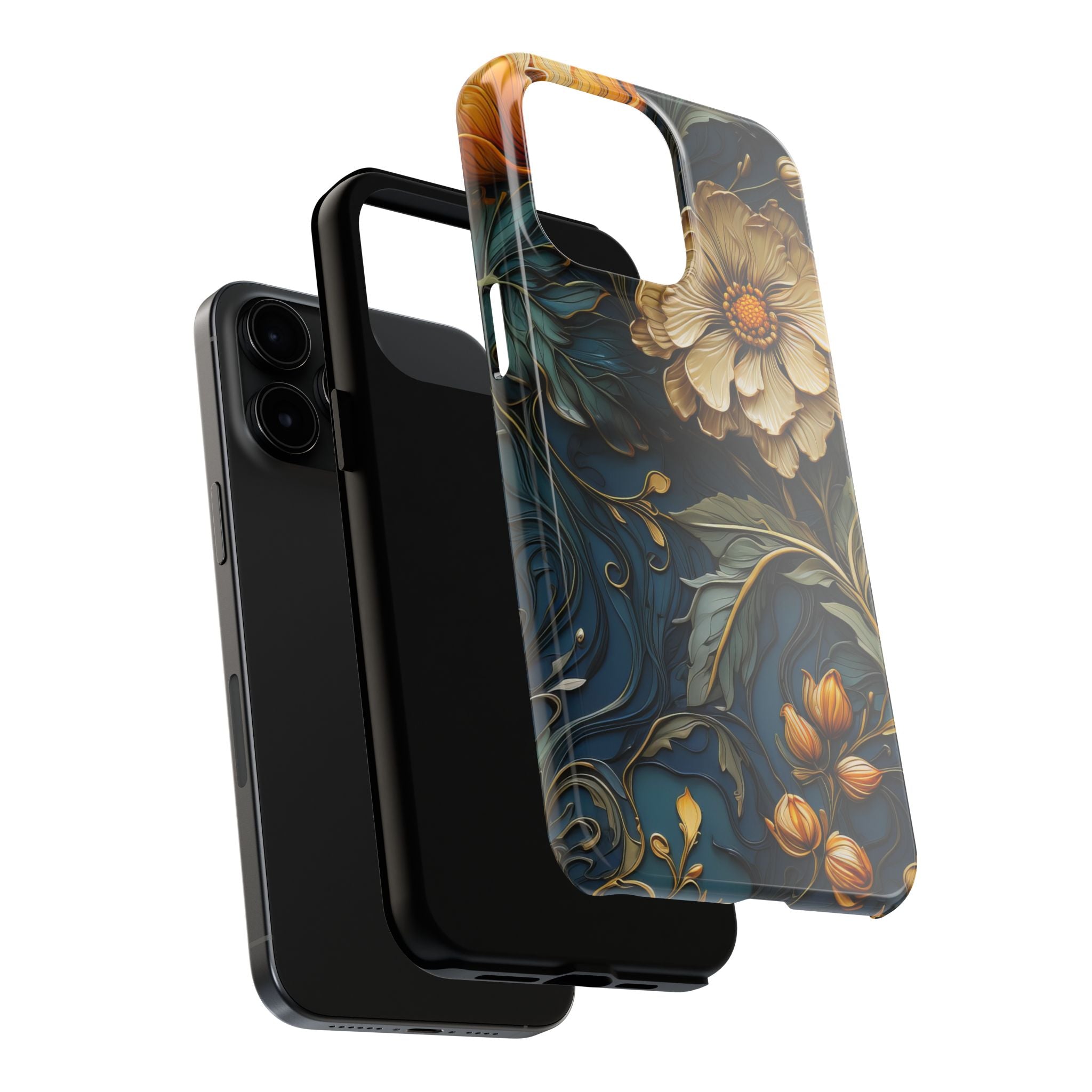 textured-art-nouveau-floral-tough-phone-case-cottagecore-iphone-case-unique-floral-phone-cover-vintage-style-iphone-case-prot