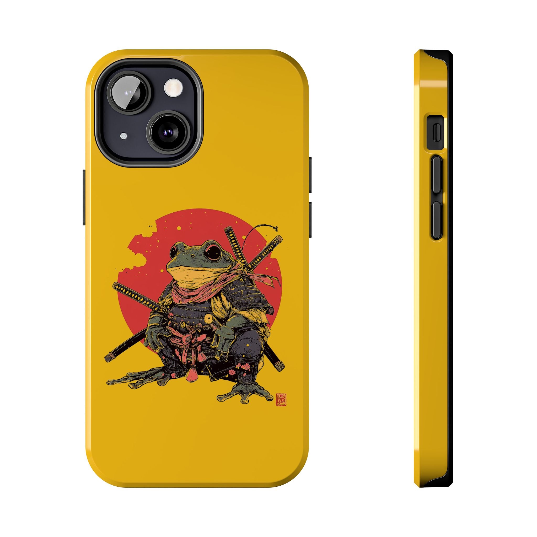 retro-vintage-ninja-frog-iphone-tough-case-red-sun-japanese-samurai-frog-design-ninja-warrior-yellow-iphone-hard-cover