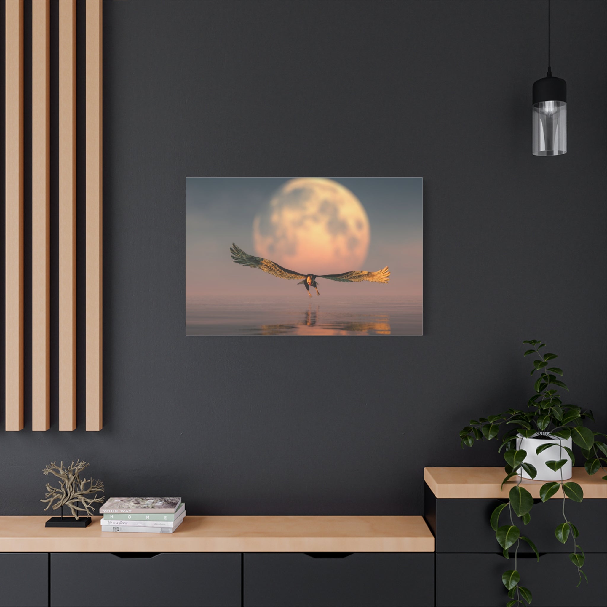canvas-print-eagle-moon-illustration-living-room-wall-decor-stretched-matte-canvas-art-home-decor-wildlife-painting-wall-hang