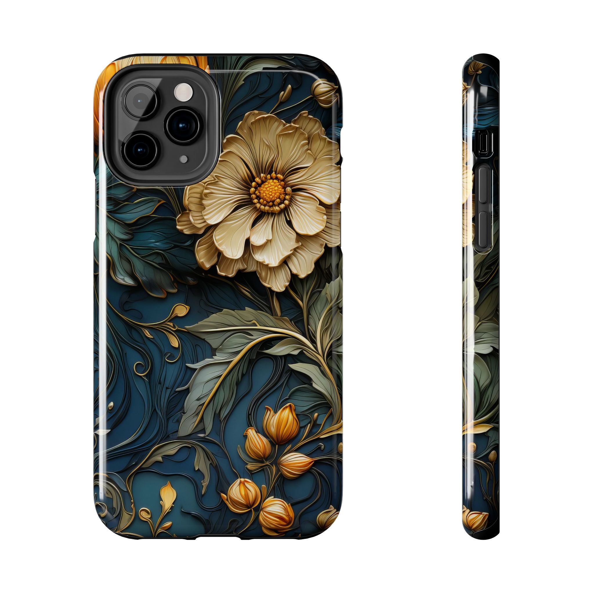 textured-art-nouveau-floral-tough-phone-case-cottagecore-iphone-case-unique-floral-phone-cover-vintage-style-iphone-case-prot