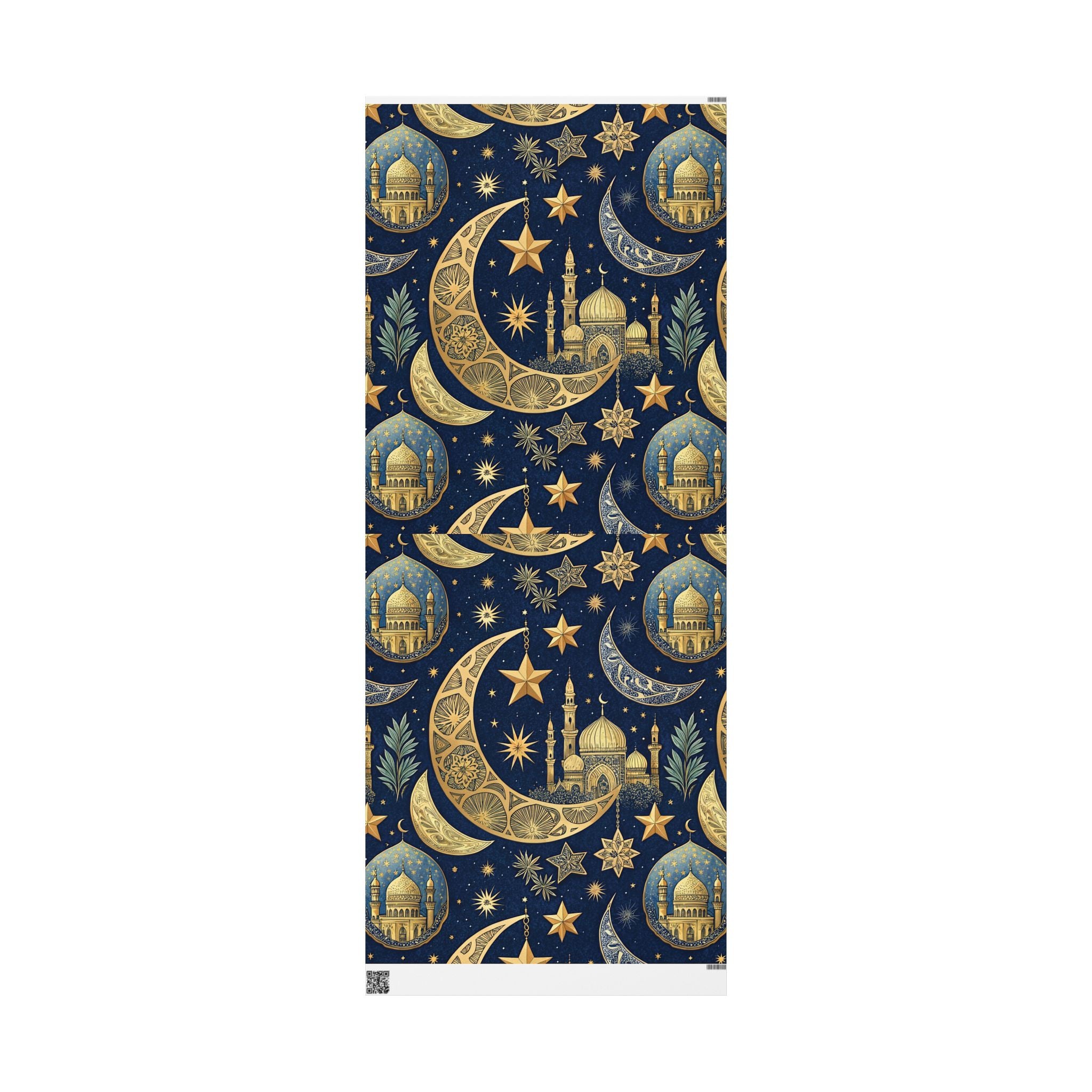 ramadan-night-wrapping-papers-islamic-crescent-moon-gift-wrap-mosque-silhouette-eid-holiday-supplies-festive-present-packagin