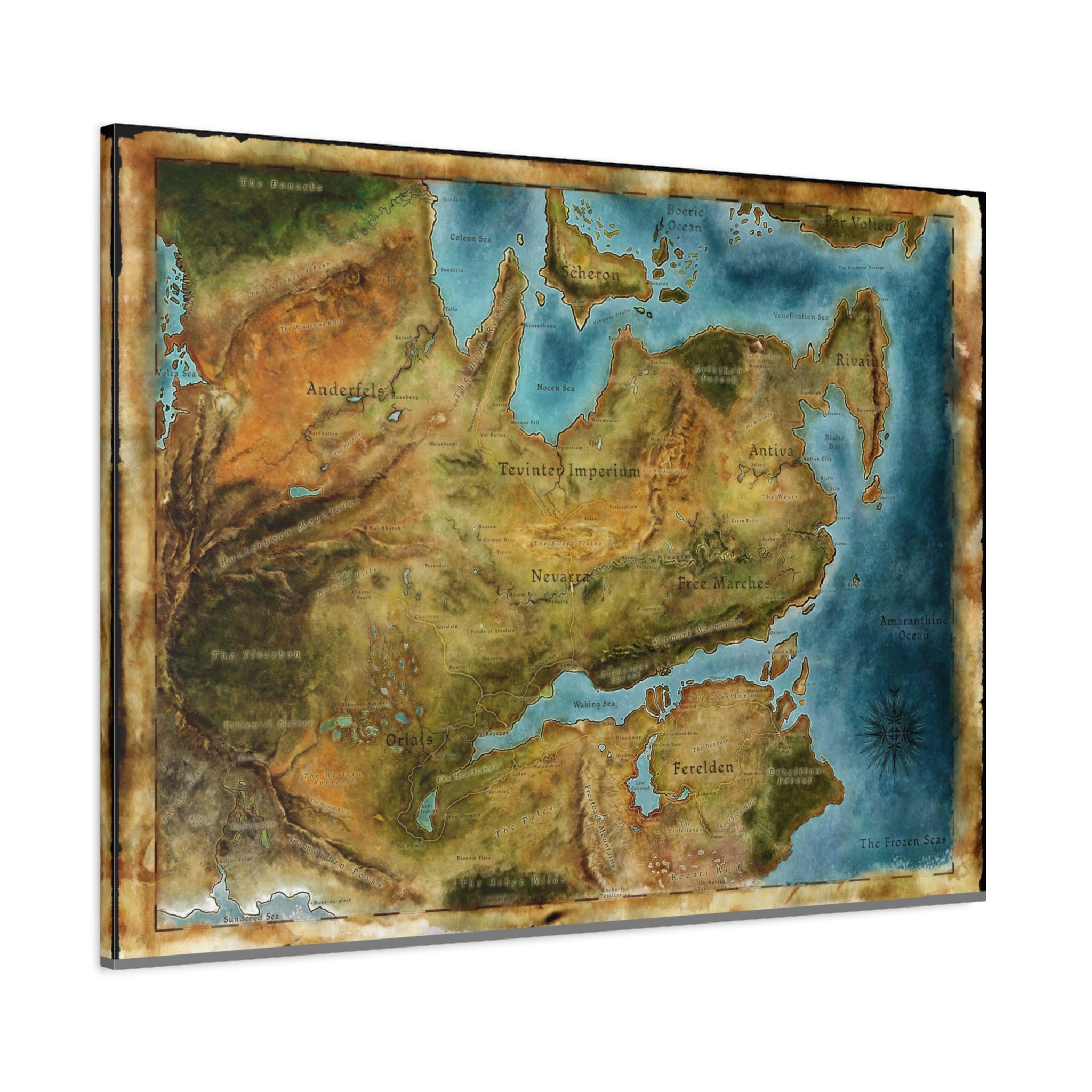Dragon Age World Map Canvas Art - Fantasy Decor for Gamers, Gaming Wall Decor, Dragon Age Canvas Print