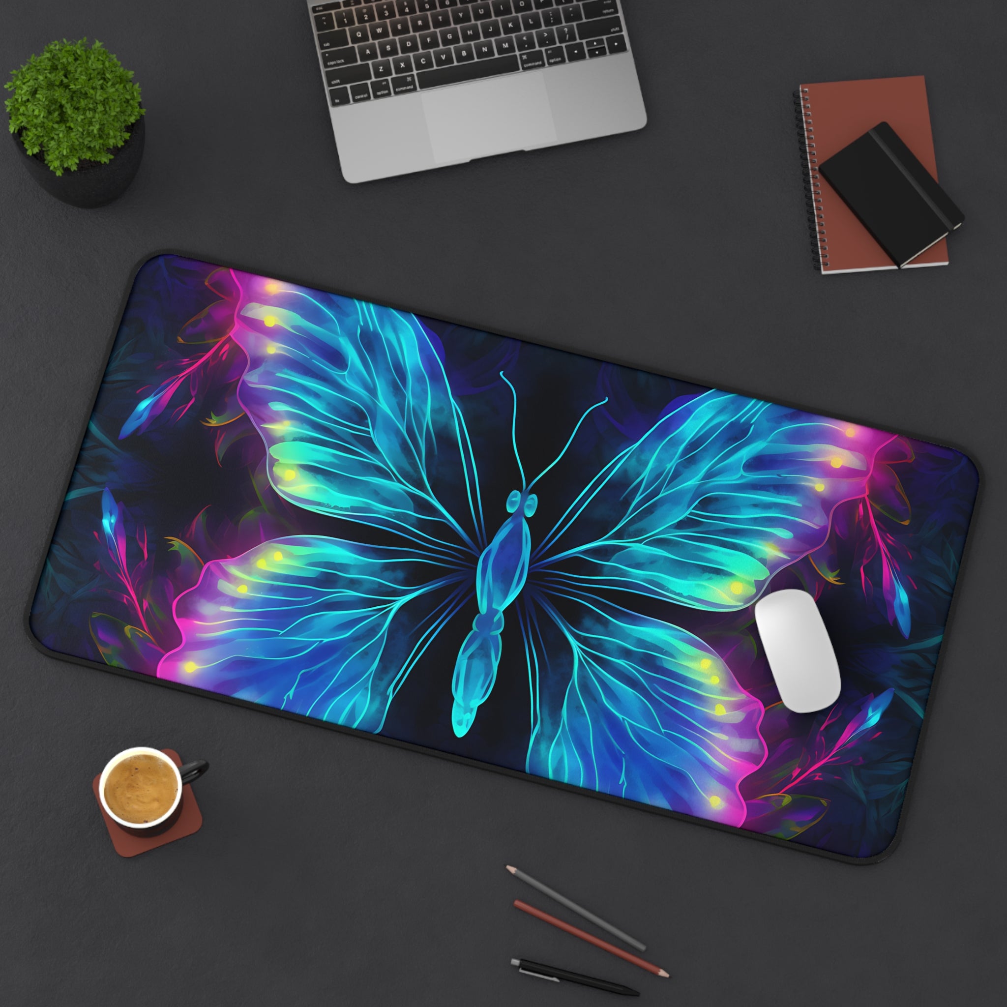 vibrant-blue-purple-butterfly-and-neon-mouse-pad-desk-pad-desk-accessories-office-decor-large-mousepad