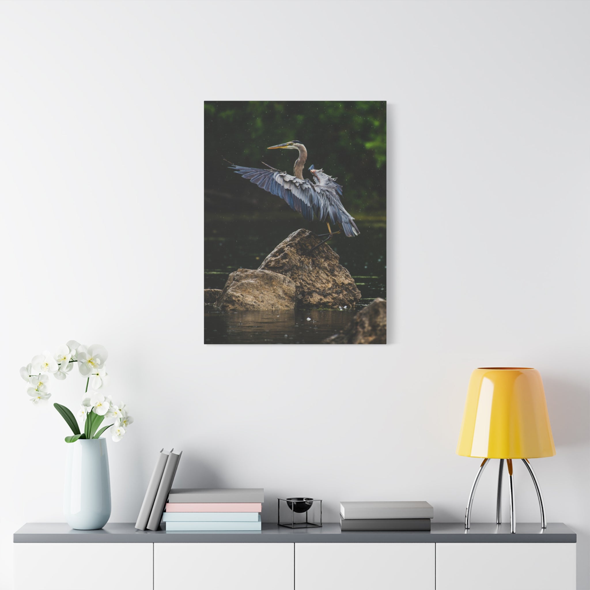 canvas-print-wall-art-great-blue-heron-matte-canvas-stretched-home-decor-bird-lover-gift-nature-wall-hanging-wildlife
