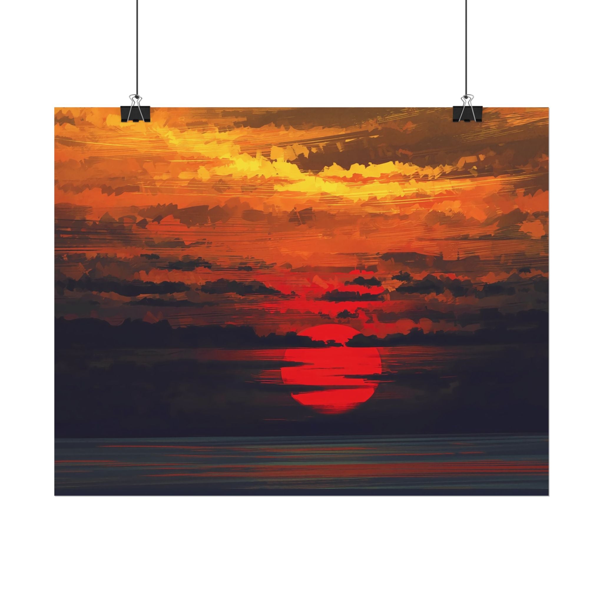 red-sunset-landscape-poster-print-cozy-home-decor-living-room-decor-farm-house-wall-decor-house-warming-gift
