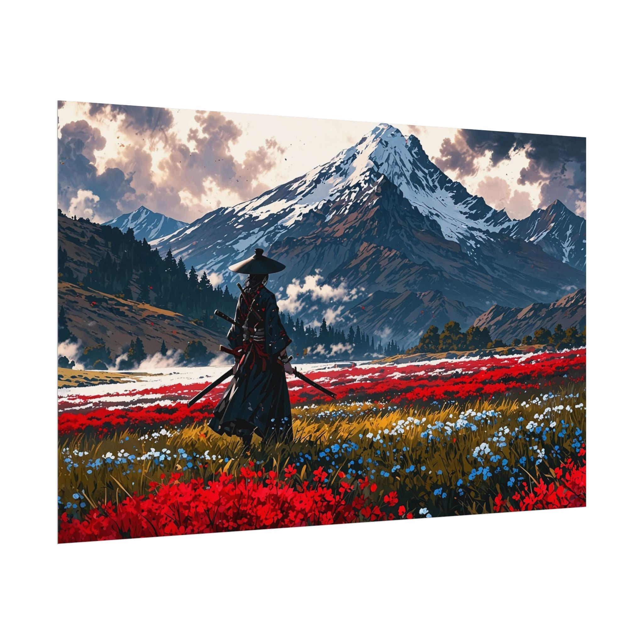 Samurai Canvas Print - Katana Japanese Artwork, Asian Decor, Samurai Warrior Poster, Anime Poster