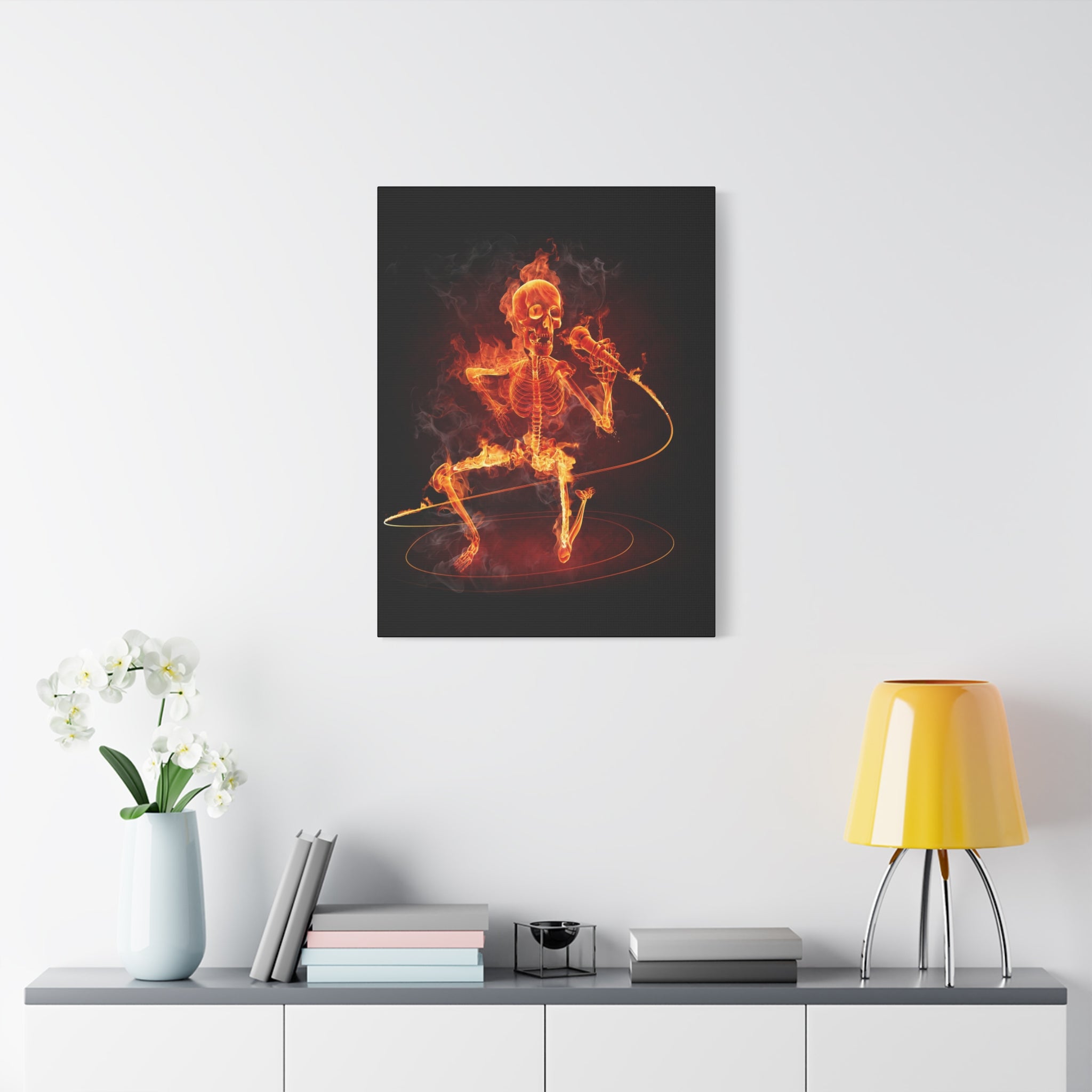 canvas-print-music-microphone-bones-fire-skull-home-decor-living-room-decor-rockn-roll-decor