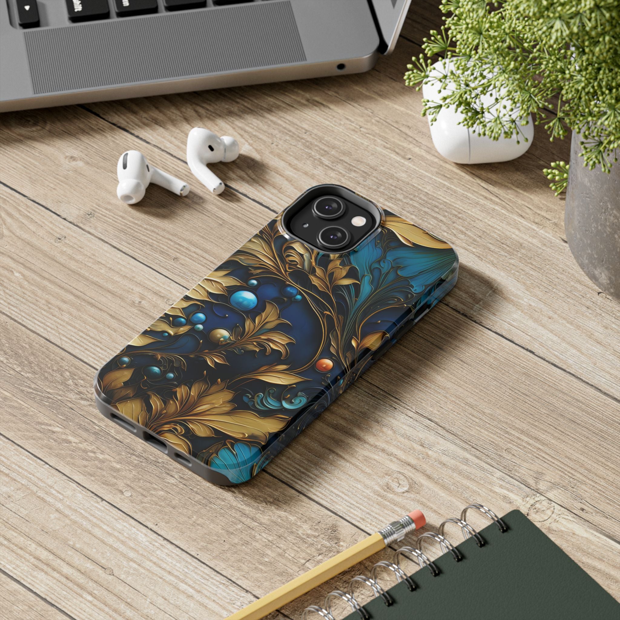 textured-art-nouveau-floral-tough-phone-case-cottagecore-iphone-case-unique-floral-phone-cover-vintage-style-iphone-case-prot
