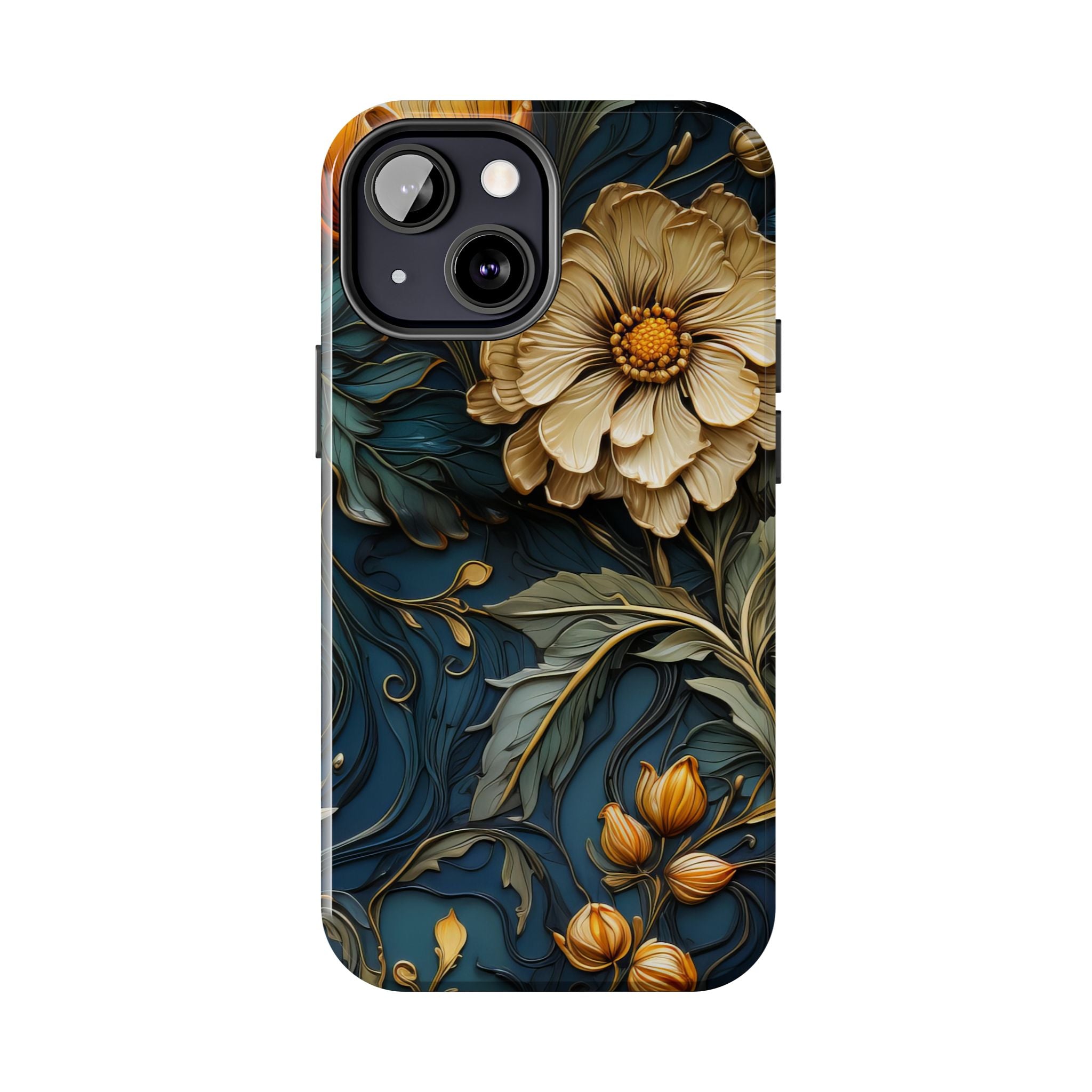 textured-art-nouveau-floral-tough-phone-case-cottagecore-iphone-case-unique-floral-phone-cover-vintage-style-iphone-case-prot