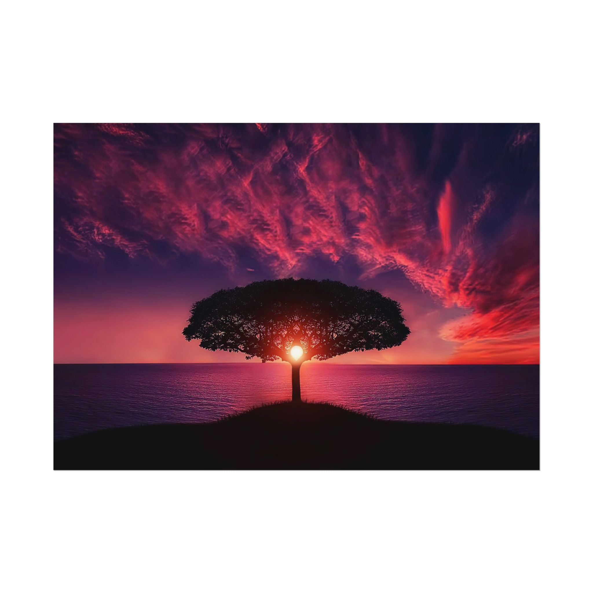 Panoramic Sunset Poster Print, Tree Wall Art, Scenery Decor, Exra Large Wall Art, Canvas Art Print, Landscape, Nature Wall Decor