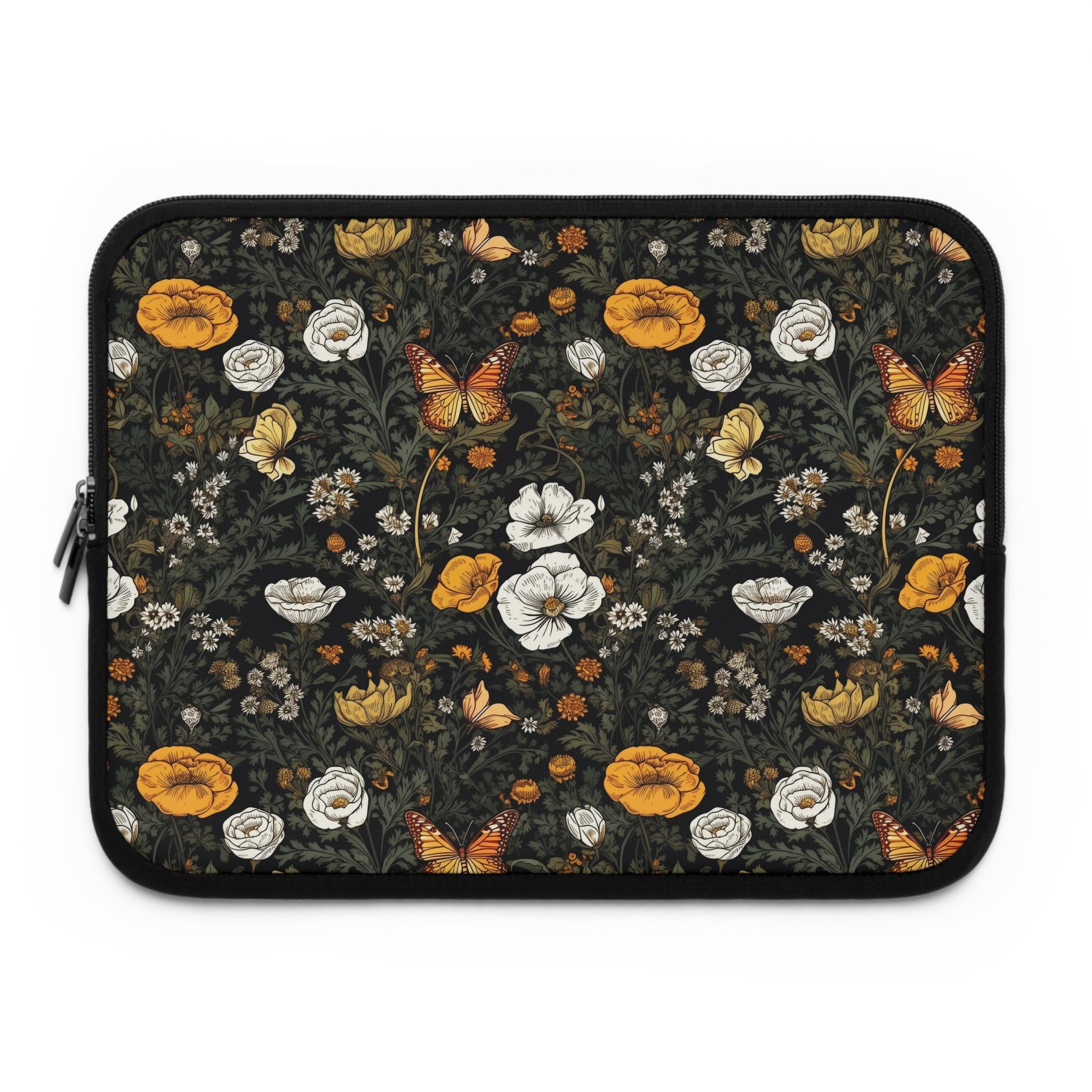 laptop-sleeve-cottagecore-dark-wild-flowers-butterfly-macbook-air-sleeve-floral-computer-bag-tech-case-tablet-cover-laptop