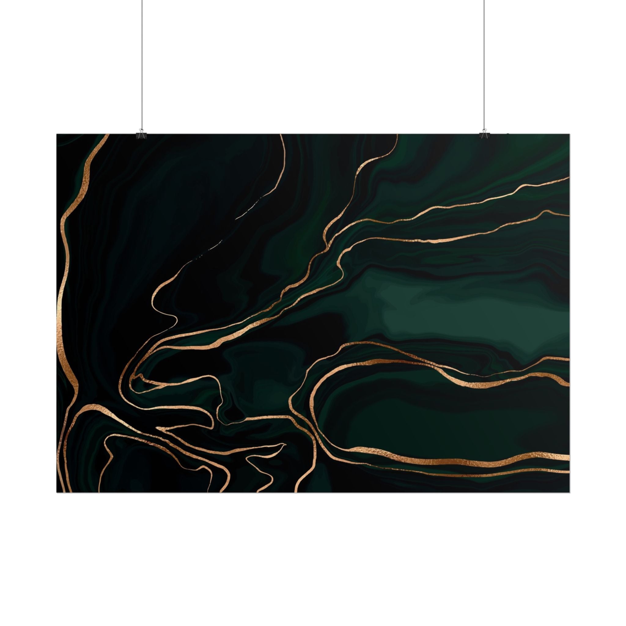 Abstract Green Gold Poster Print - Wall Art, Home Decor, Office Decor, Green Canvas Bedroom, Modern Art, Green Print