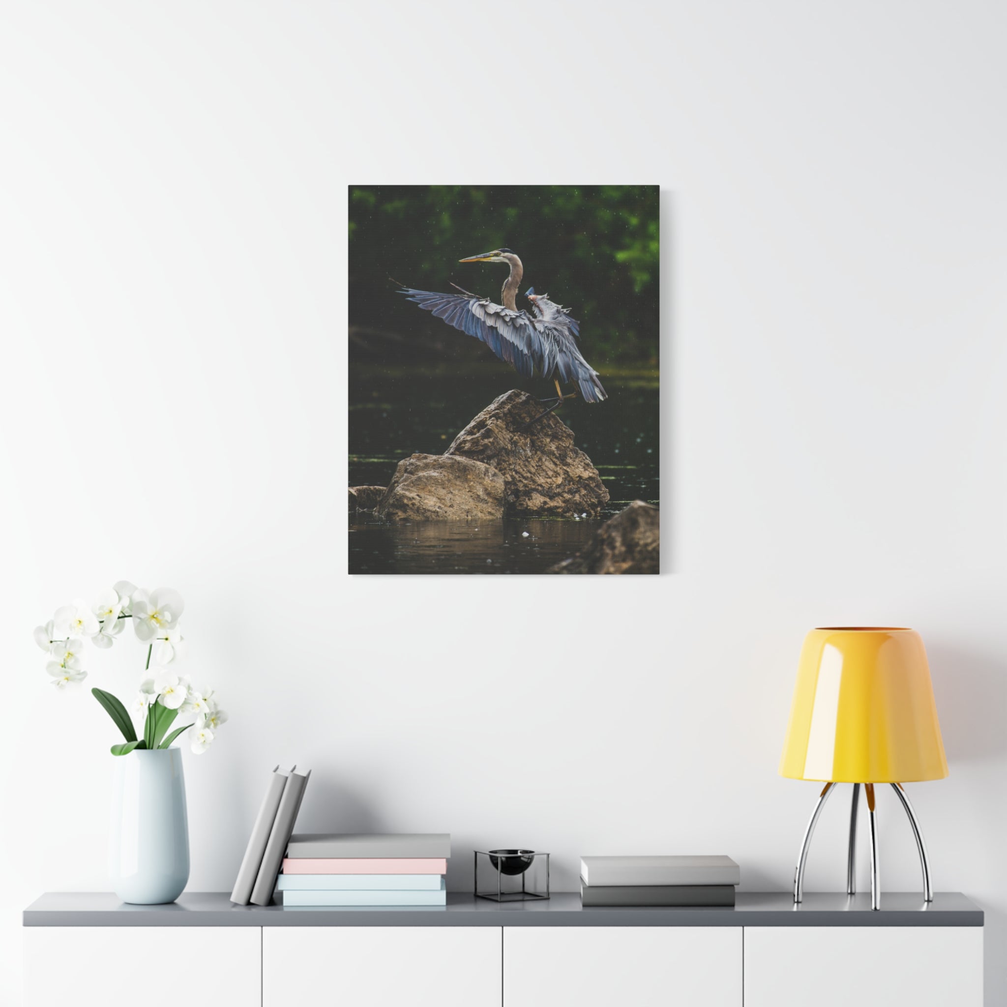 canvas-print-wall-art-great-blue-heron-matte-canvas-stretched-home-decor-bird-lover-gift-nature-wall-hanging-wildlife