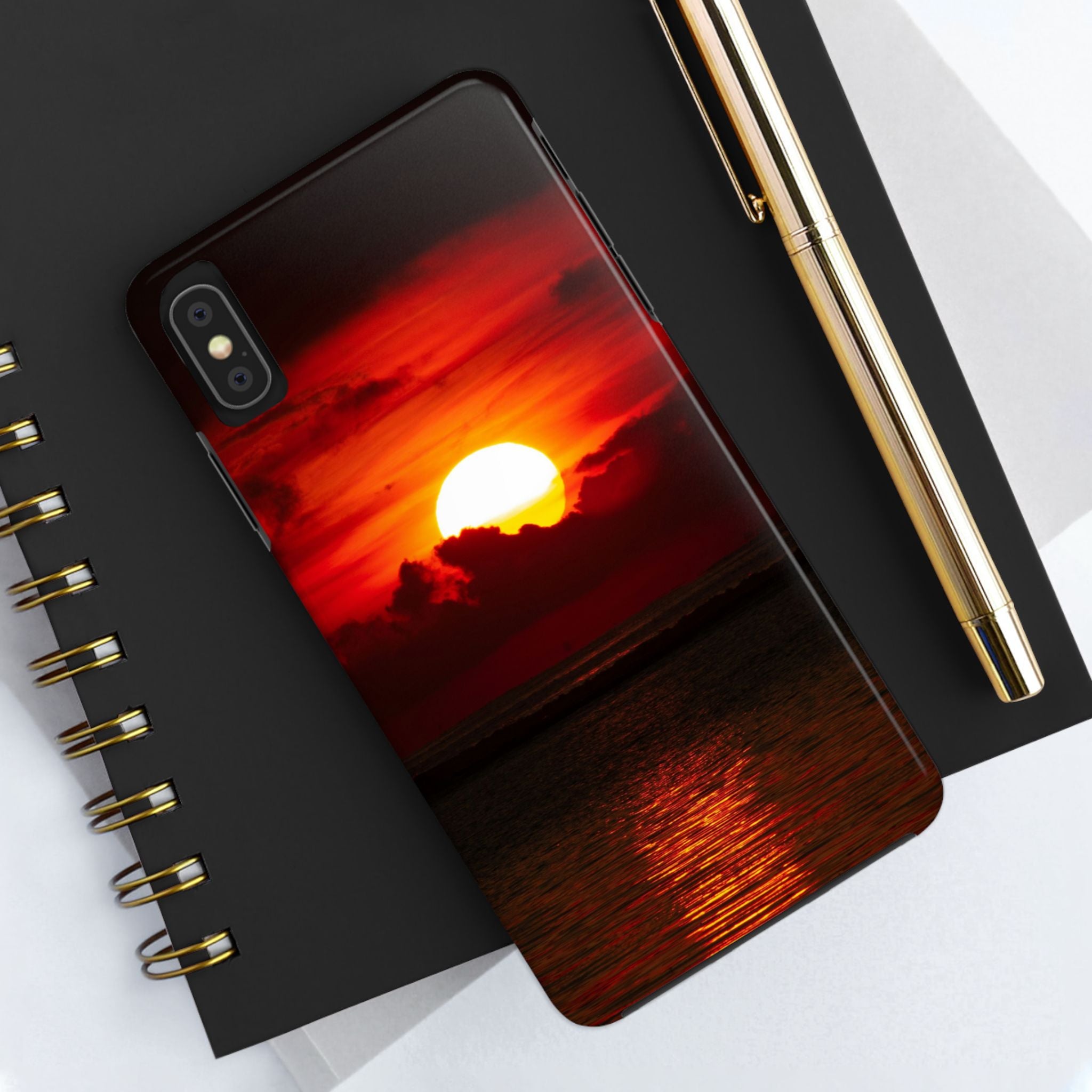 iphone-tough-case-red-sunset-protective-phone-cover-durable-smartphone-case-hard-shell-phone-case-sunset-lover-gift-red-phone