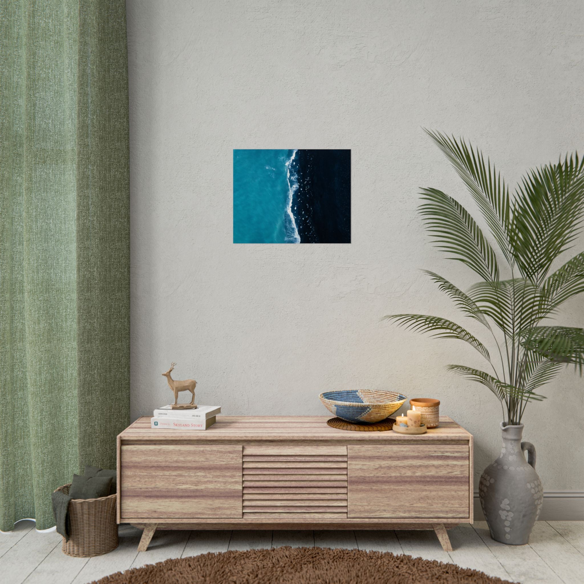 ocean-minimalist-decor-poster-print-beach-wall-art-coastal-photography-blue-ocean-print-sand-landscape-home-office-decoration