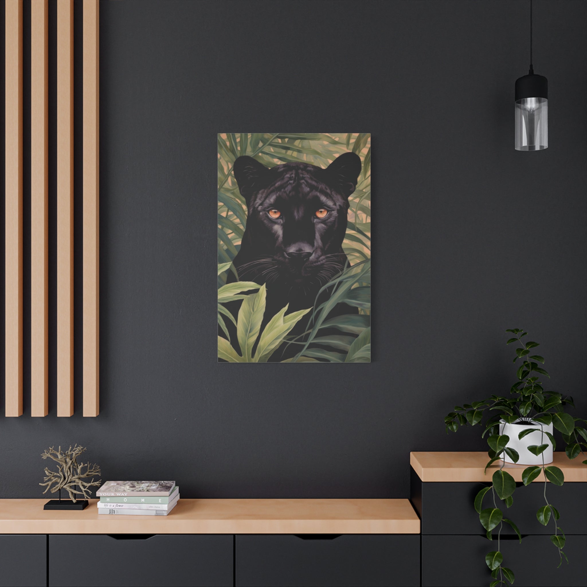 canvas-wall-art-black-panther-in-jungle-african-animal-decor-print-matte-stretched-canvas-wall-hanging-wildlife-theme