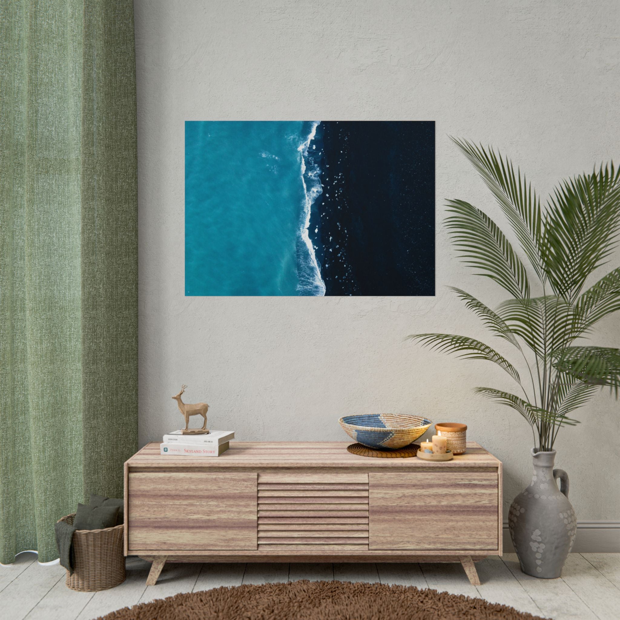 ocean-minimalist-decor-poster-print-beach-wall-art-coastal-photography-blue-ocean-print-sand-landscape-home-office-decoration