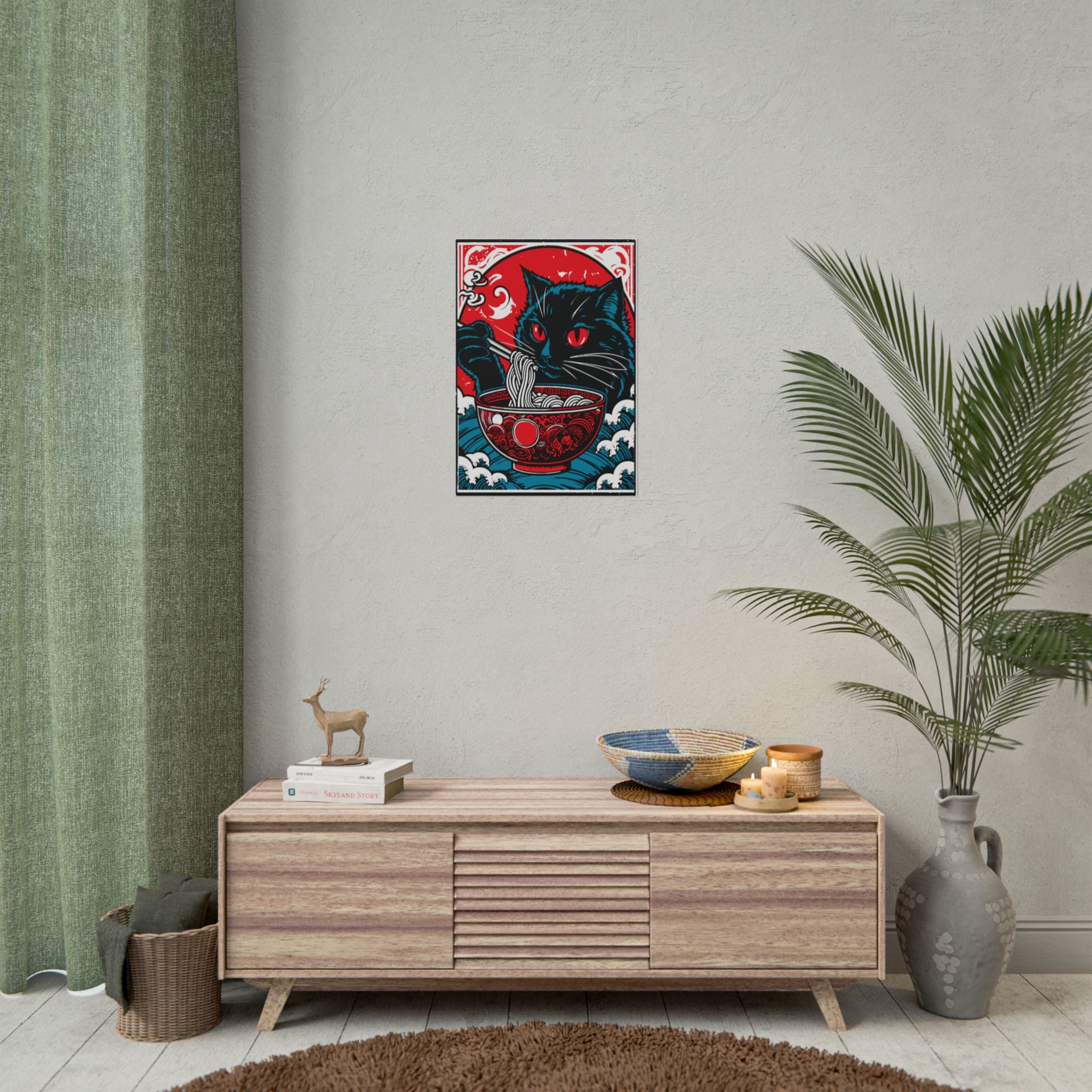 poster-print-cat-eating-ramen-noodle-retro-japanese-decor-wall-art-living-room-decoration-japandi-poster-art-home-decor-cute-