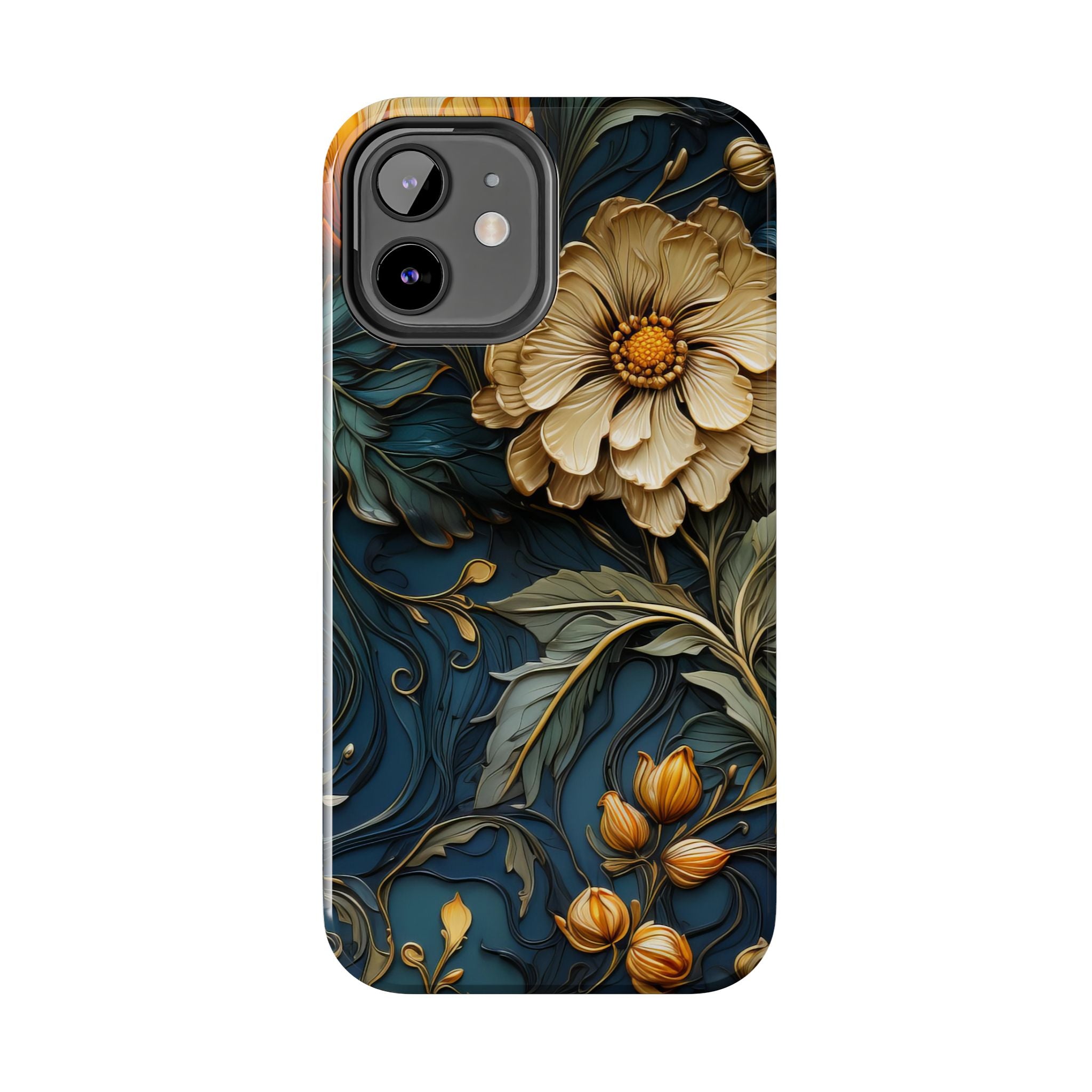 textured-art-nouveau-floral-tough-phone-case-cottagecore-iphone-case-unique-floral-phone-cover-vintage-style-iphone-case-prot