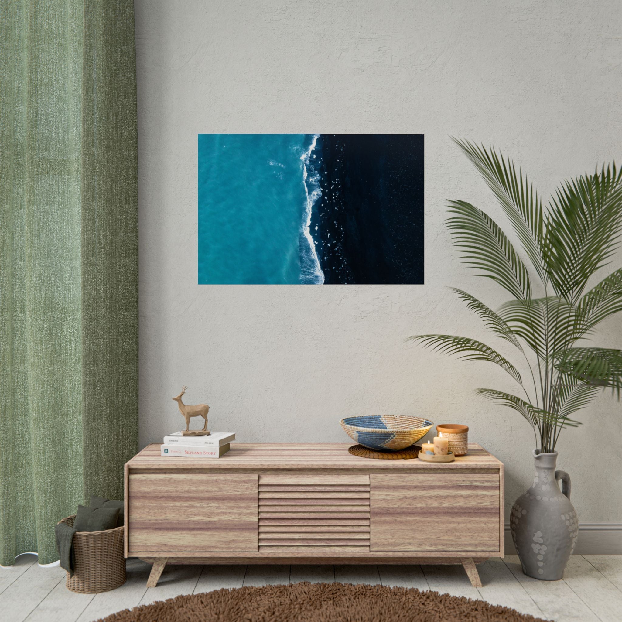 ocean-minimalist-decor-poster-print-beach-wall-art-coastal-photography-blue-ocean-print-sand-landscape-home-office-decoration