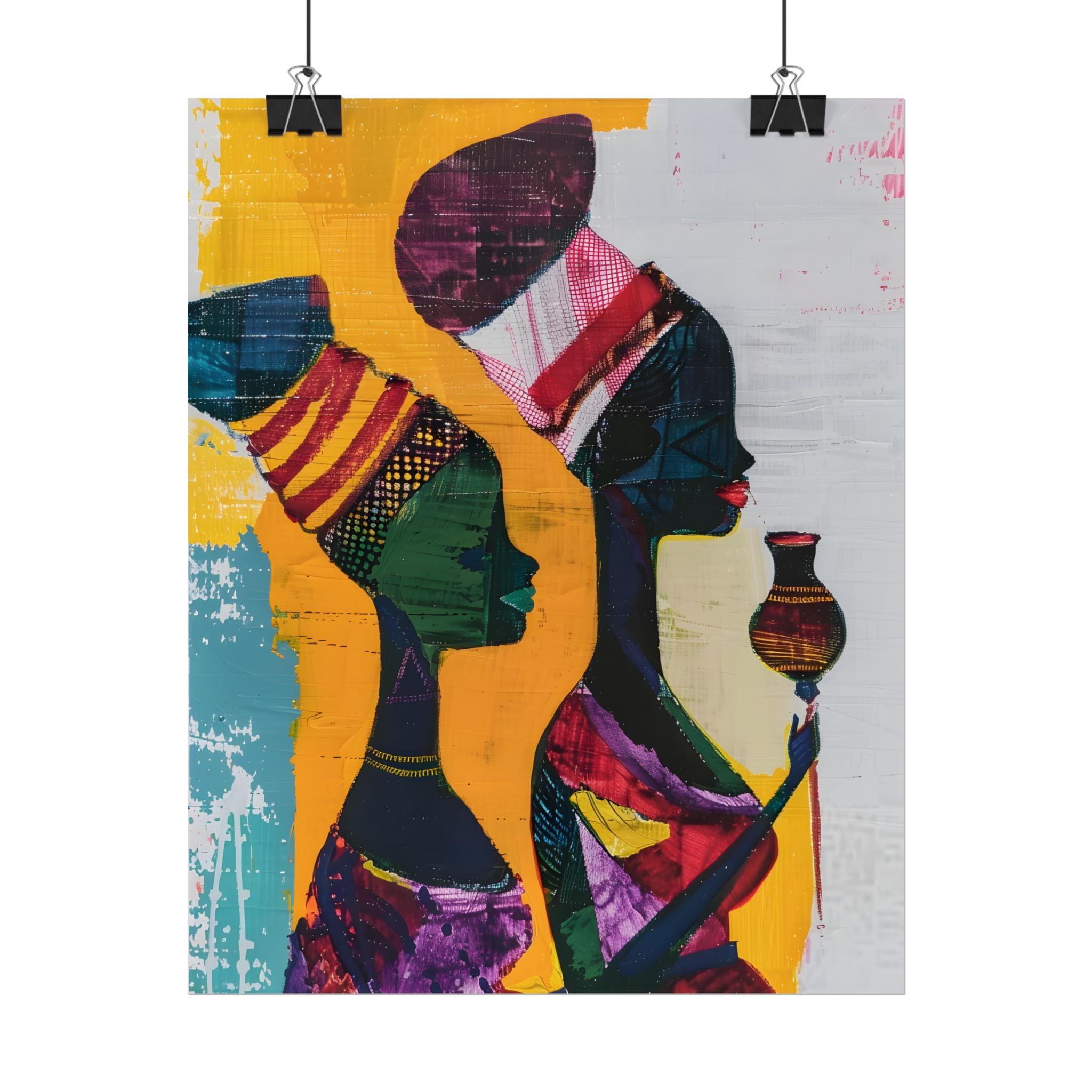 Traditional African Woman Poster Wall Art, African Portrait, Afrocentric, Tribal Home Art, Afro American Art, Ethnic Wall Decor