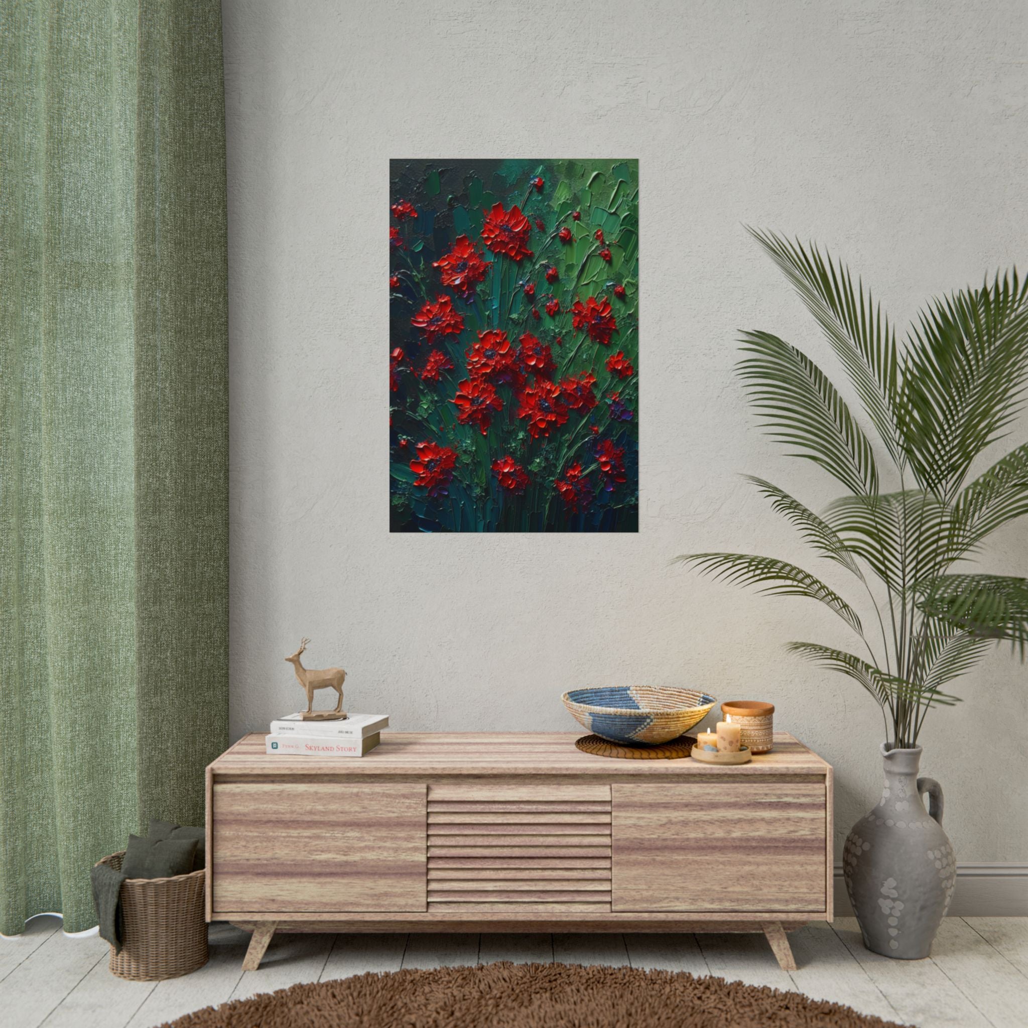 red-wildflowers-poster-print-impasto-oil-painting-look-stretched-wall-art-home-decor-floral-print-gift-for-nature-lover