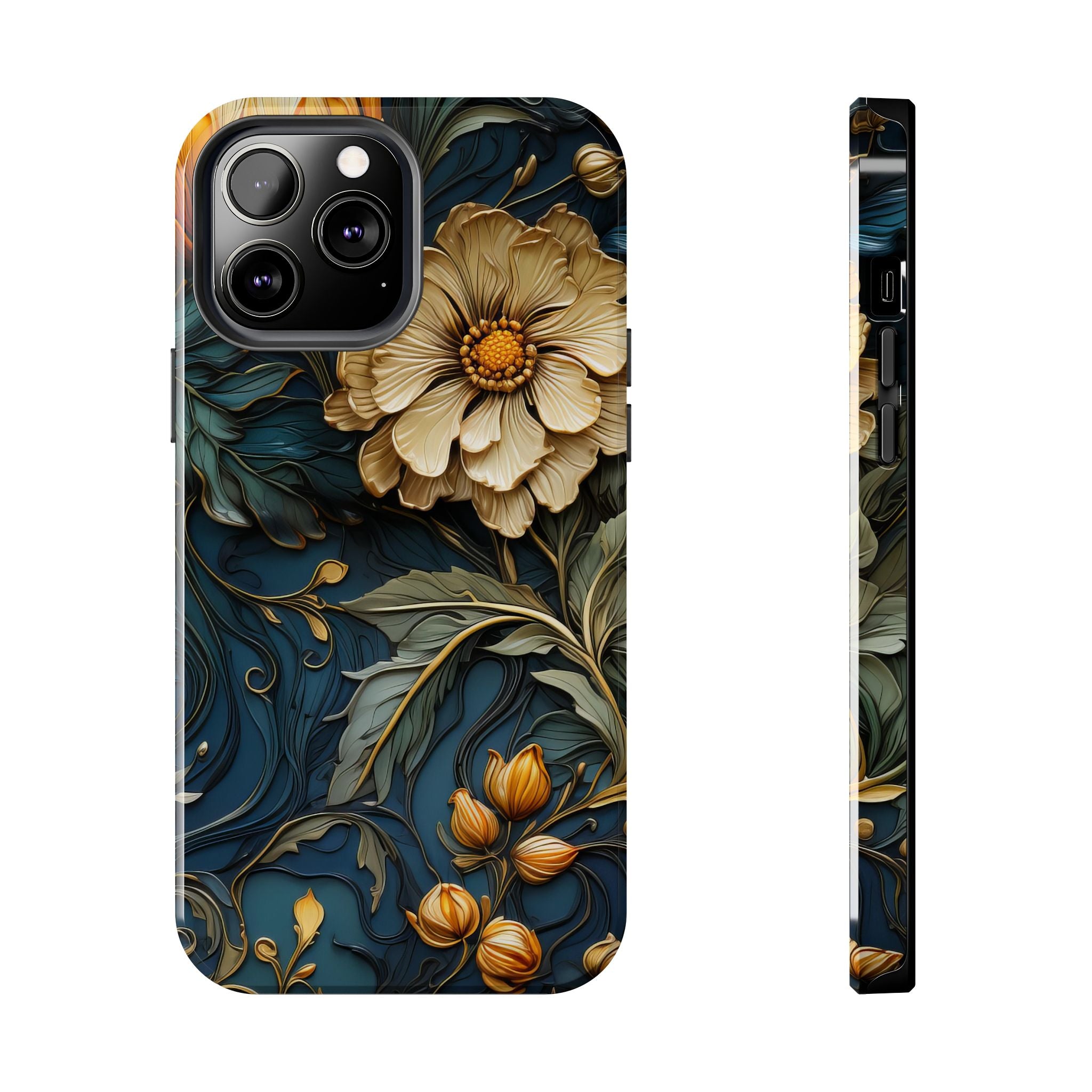 textured-art-nouveau-floral-tough-phone-case-cottagecore-iphone-case-unique-floral-phone-cover-vintage-style-iphone-case-prot