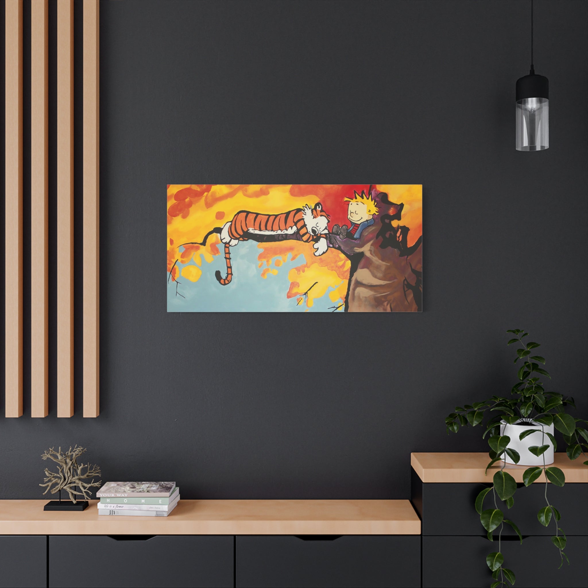 Calvin and Hobbes Canvas Wall Art - Nostalgic Comic Strip Poster for Nursery & Kids Room Decor - Friendship Theme Gift Idea