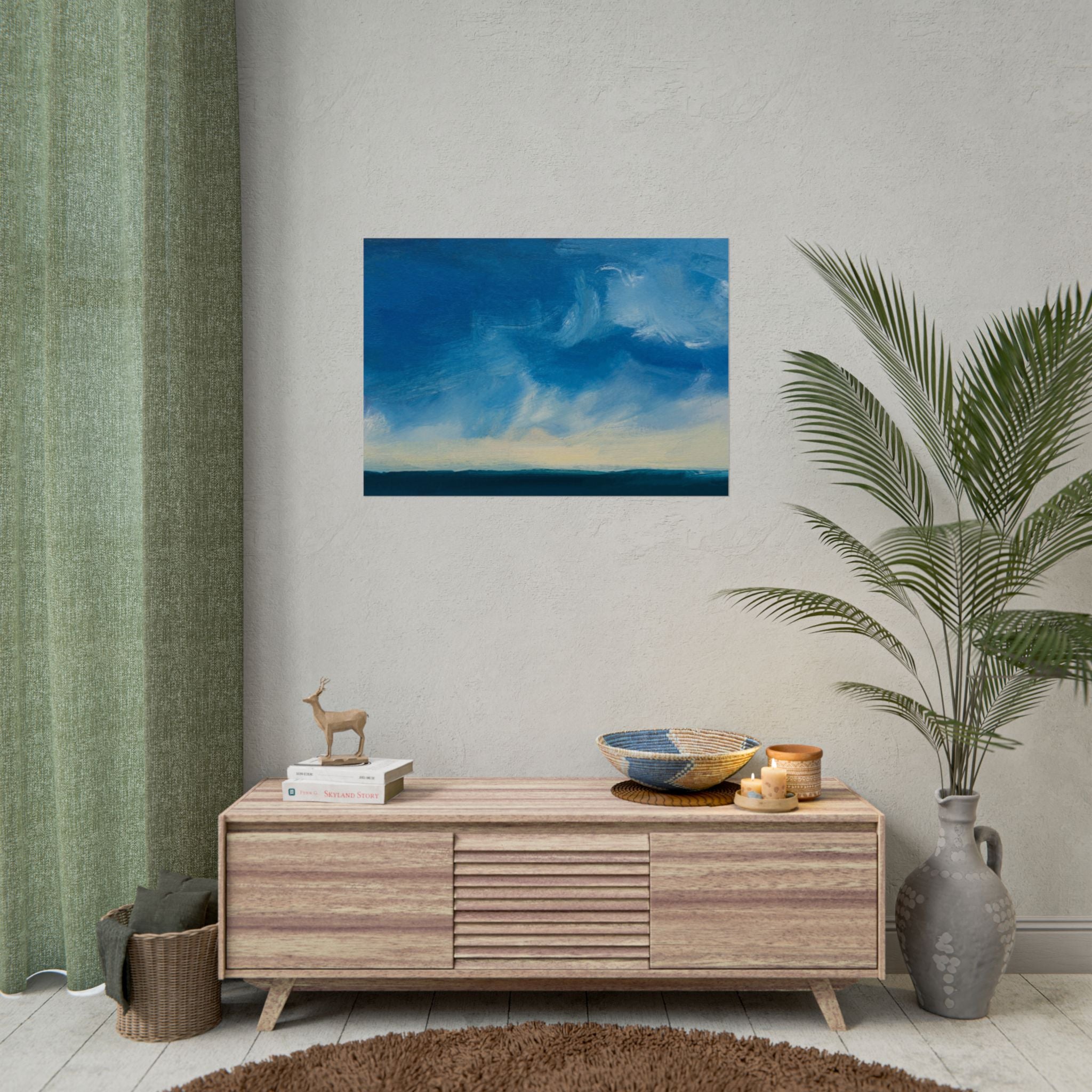 Blue Abstract Poster Print - Ocean and Sky, Home Decor, Office Wall Art, Gift for Art Lovers, Blue Room Decor, Abstract