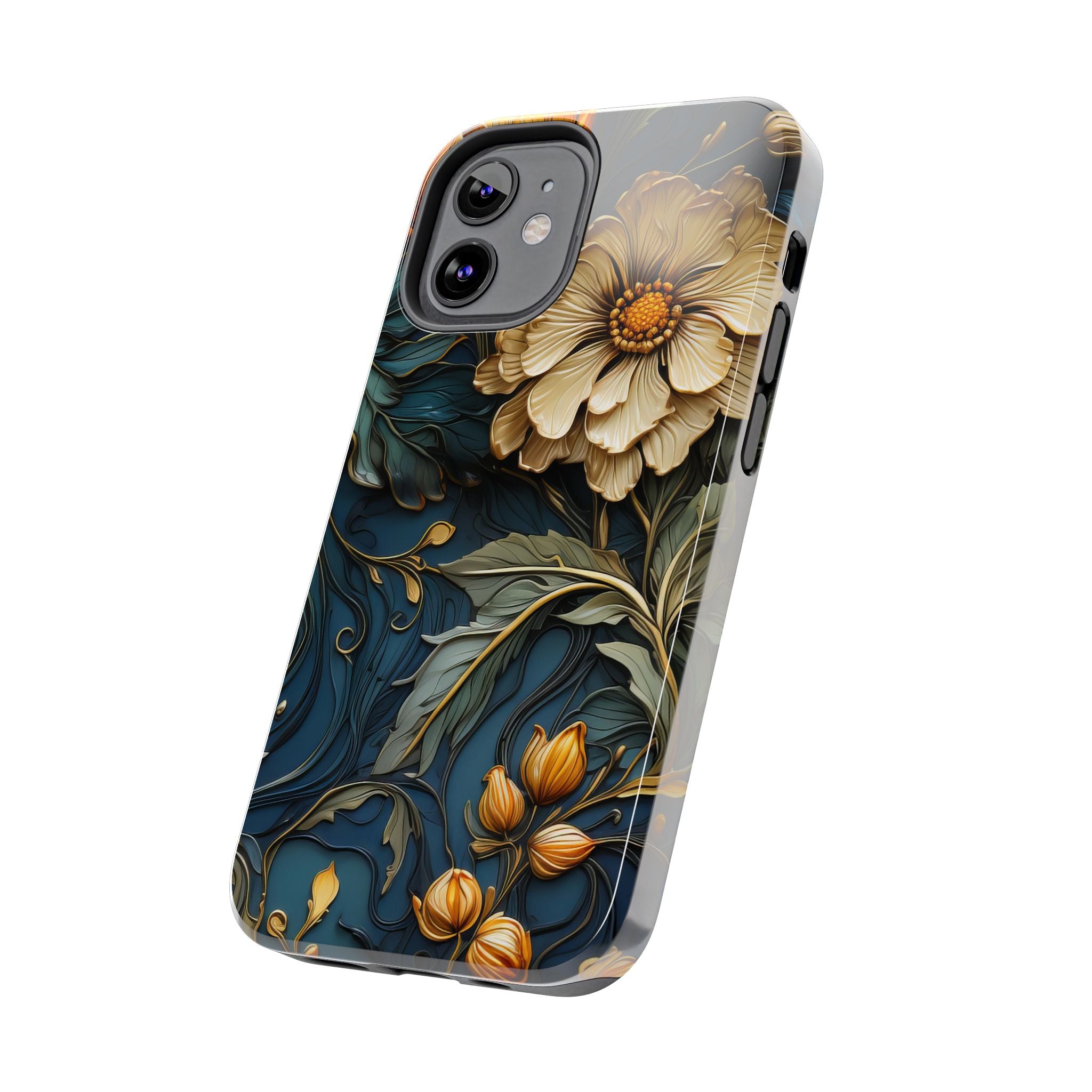 textured-art-nouveau-floral-tough-phone-case-cottagecore-iphone-case-unique-floral-phone-cover-vintage-style-iphone-case-prot