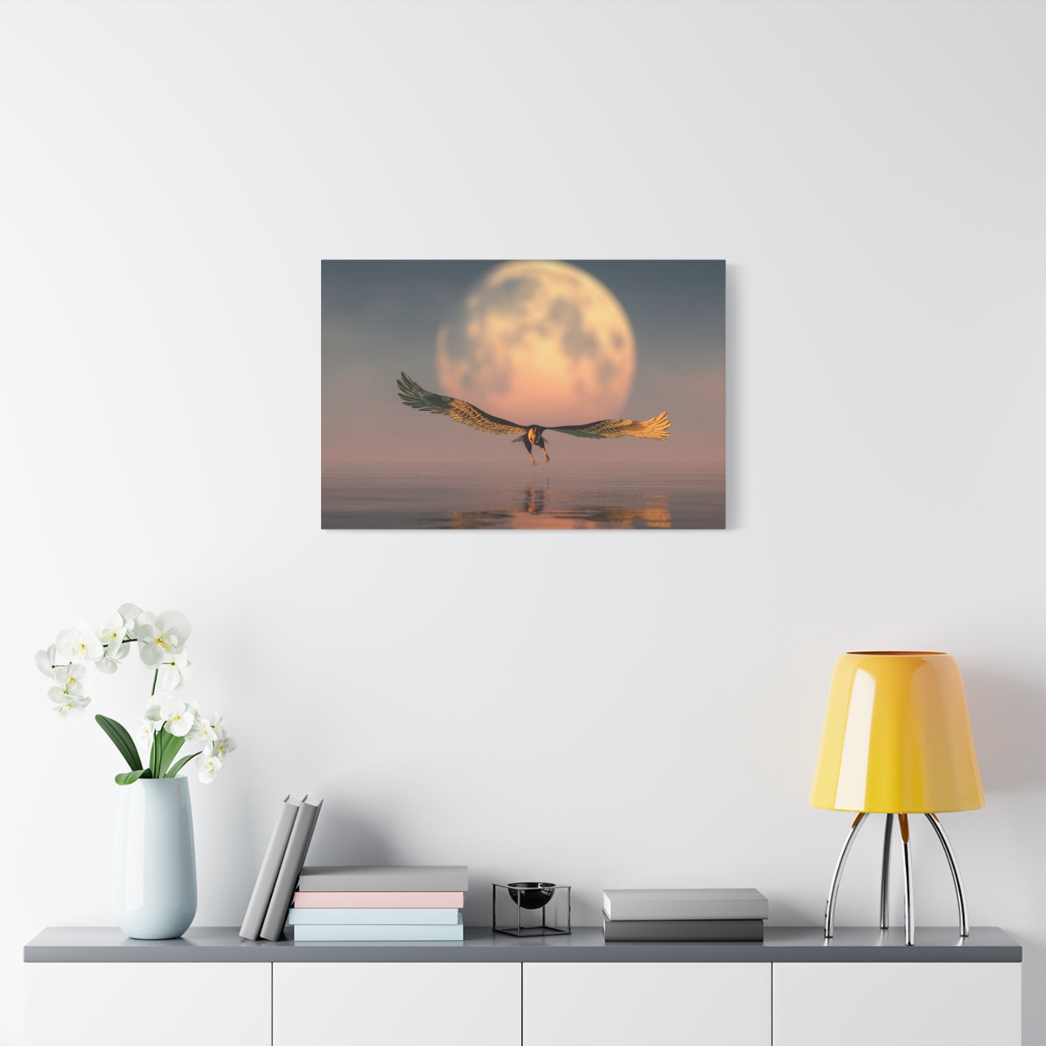 canvas-print-eagle-moon-illustration-living-room-wall-decor-stretched-matte-canvas-art-home-decor-wildlife-painting-wall-hang
