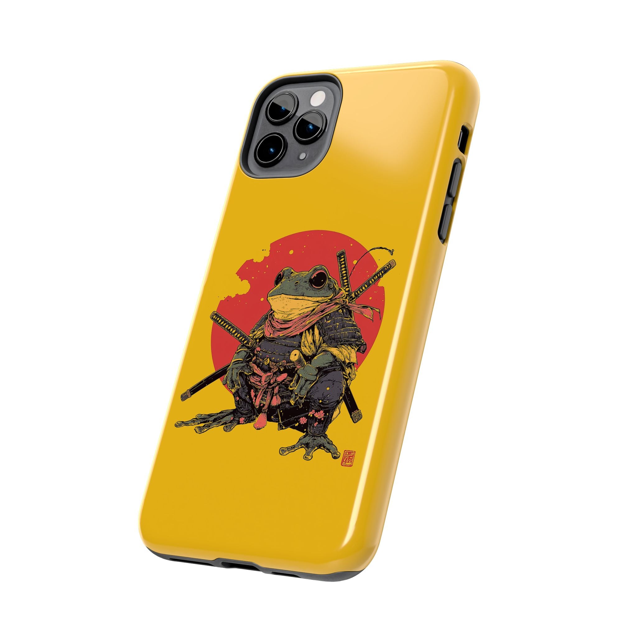 retro-vintage-ninja-frog-iphone-tough-case-red-sun-japanese-samurai-frog-design-ninja-warrior-yellow-iphone-hard-cover