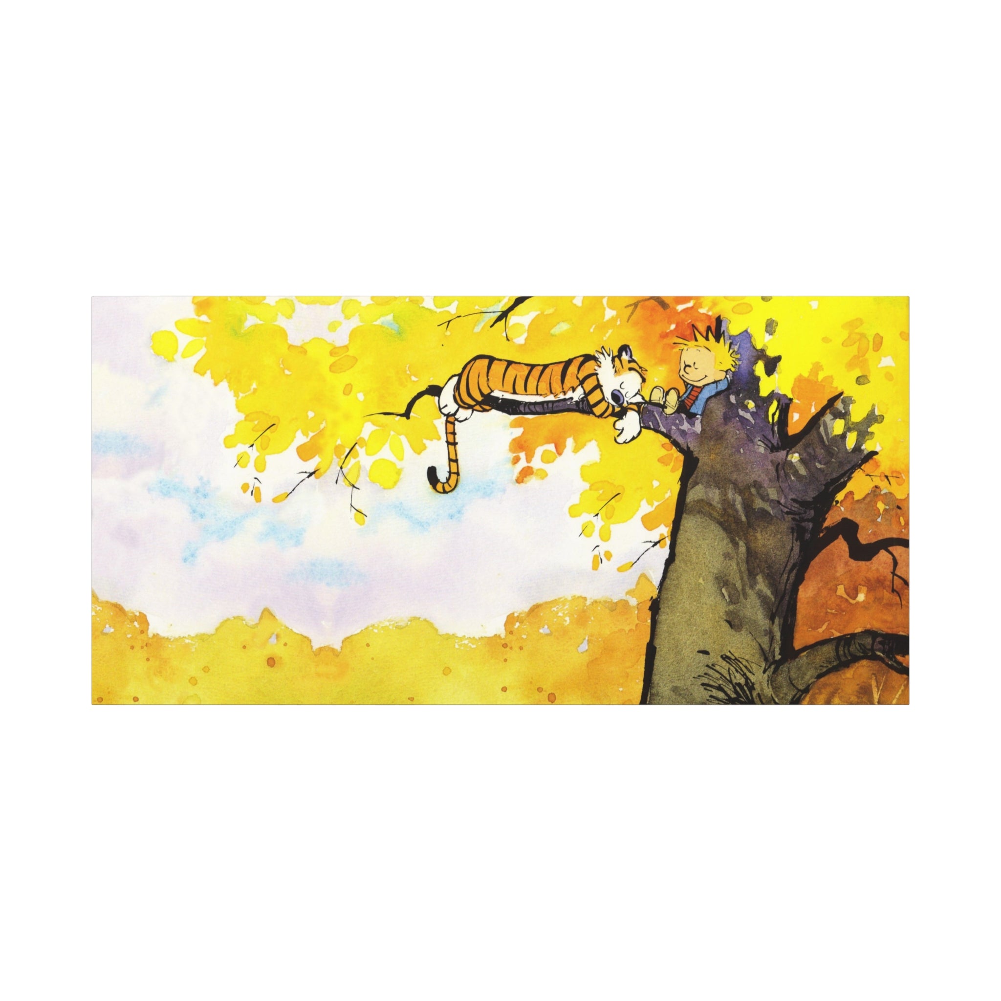 Calvin and Hobbes Canvas Wall Art - Nostalgic Comic Strip Canvas for Kids Room & Nursery Decor - Friendship Adventure Theme Print