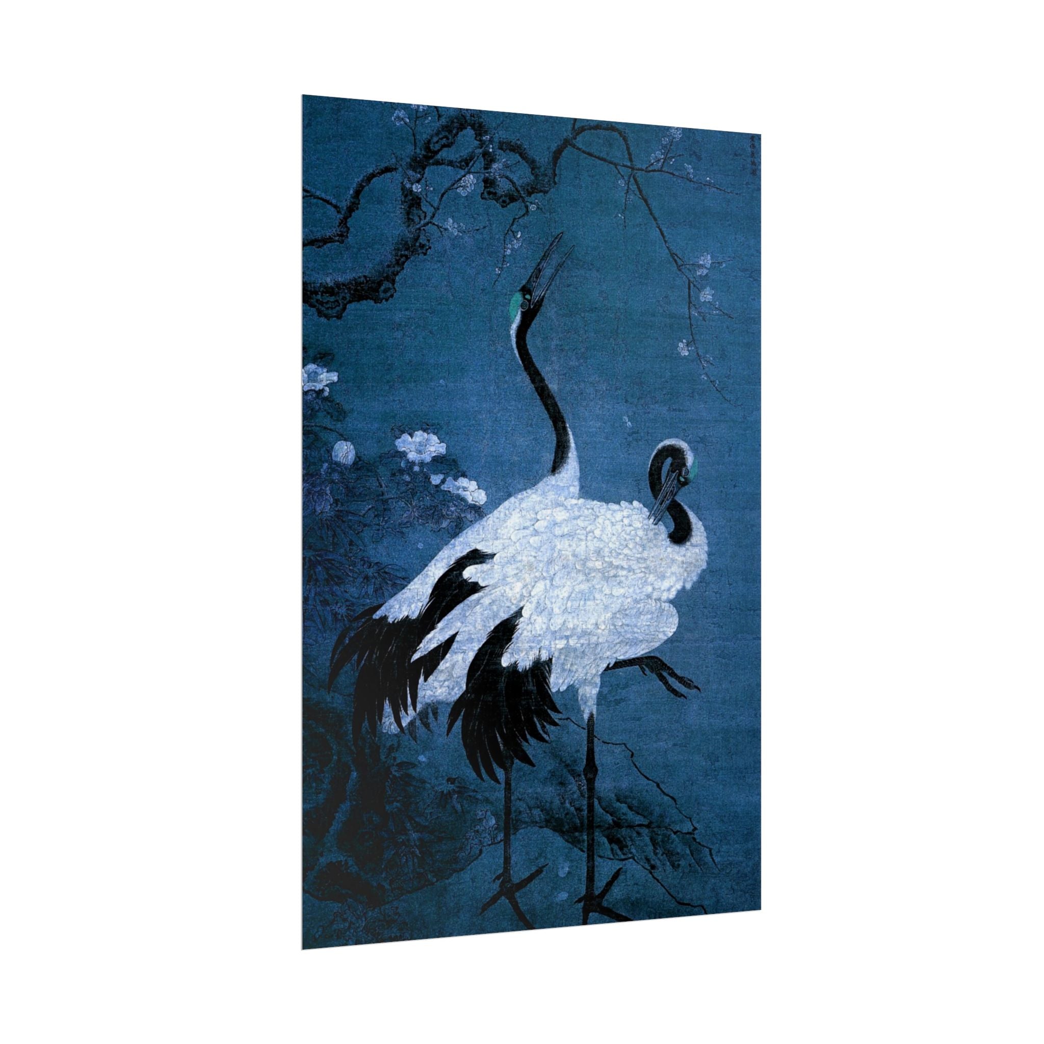 snow-plum-twin-cranes-painting-poster-wall-art-home-decor-nature-print-japanese-art-gift-cranes-wall-decor-cranes-poster-prin