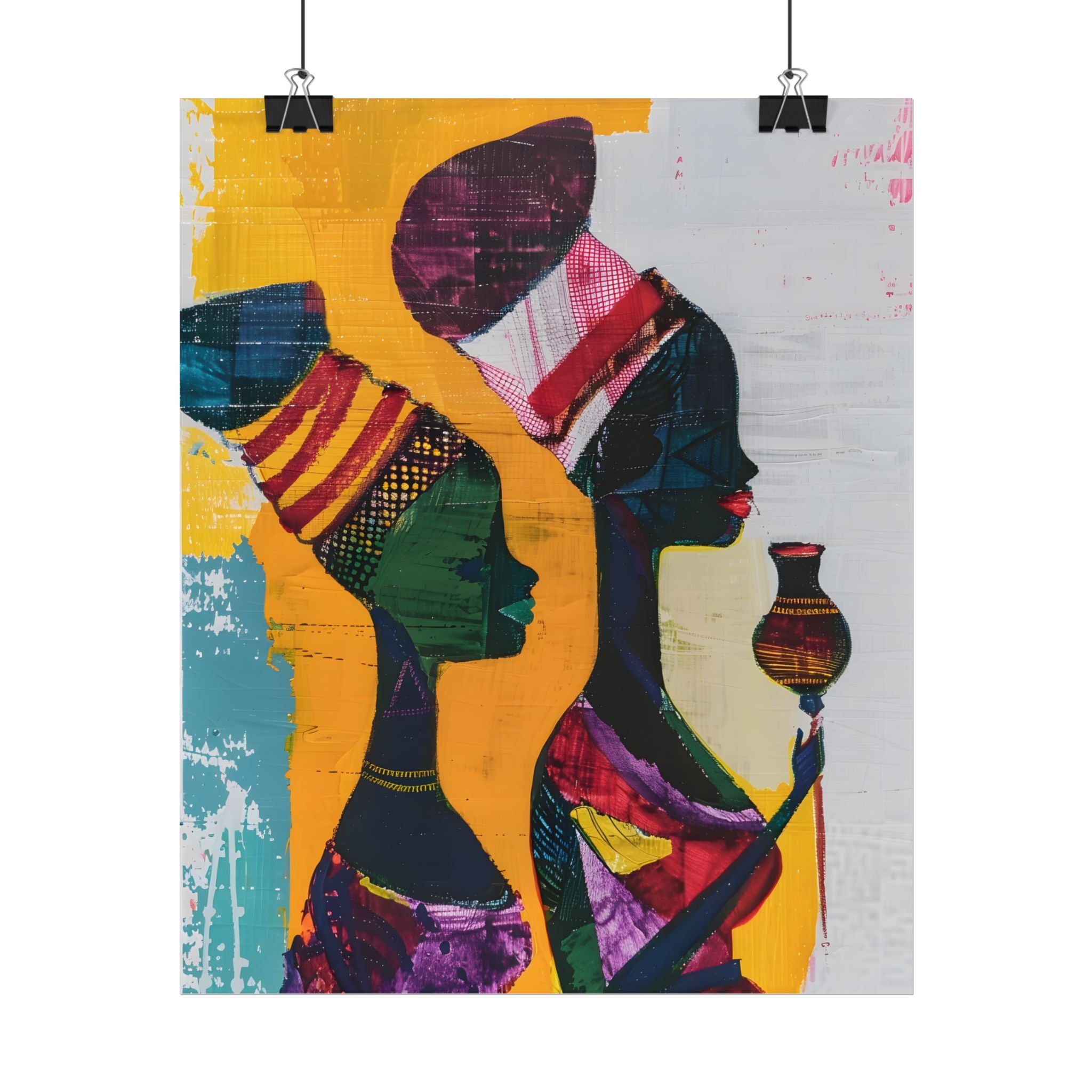 Traditional African Woman Poster Wall Art, African Portrait, Afrocentric, Tribal Home Art, Afro American Art, Ethnic Wall Decor
