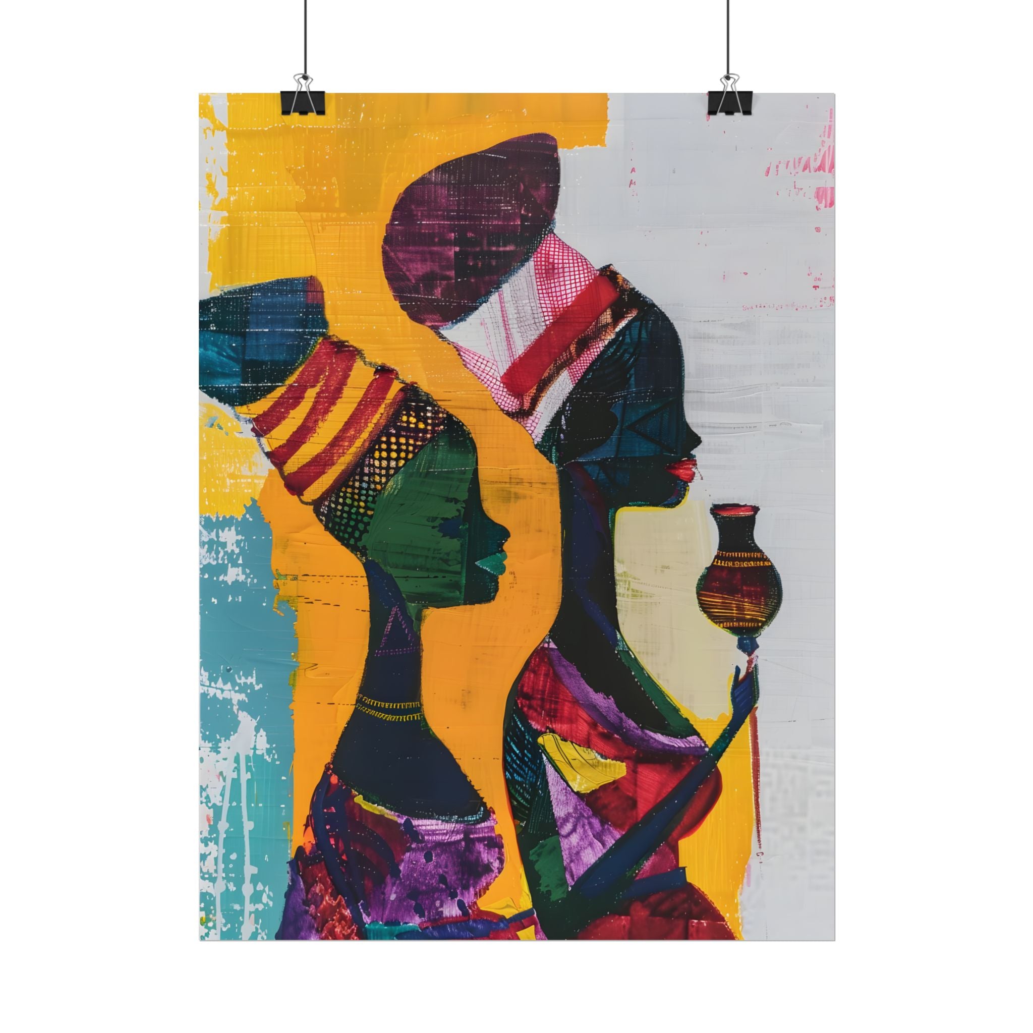 Traditional African Woman Poster Wall Art, African Portrait, Afrocentric, Tribal Home Art, Afro American Art, Ethnic Wall Decor