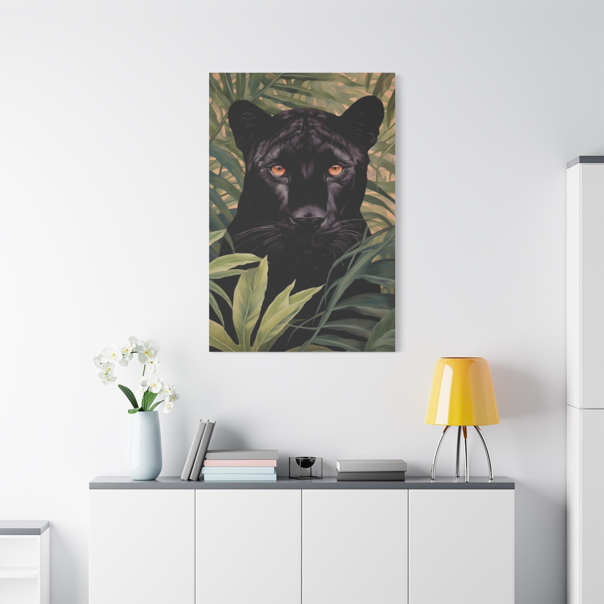 canvas-wall-art-black-panther-in-jungle-african-animal-decor-print-matte-stretched-canvas-wall-hanging-wildlife-theme