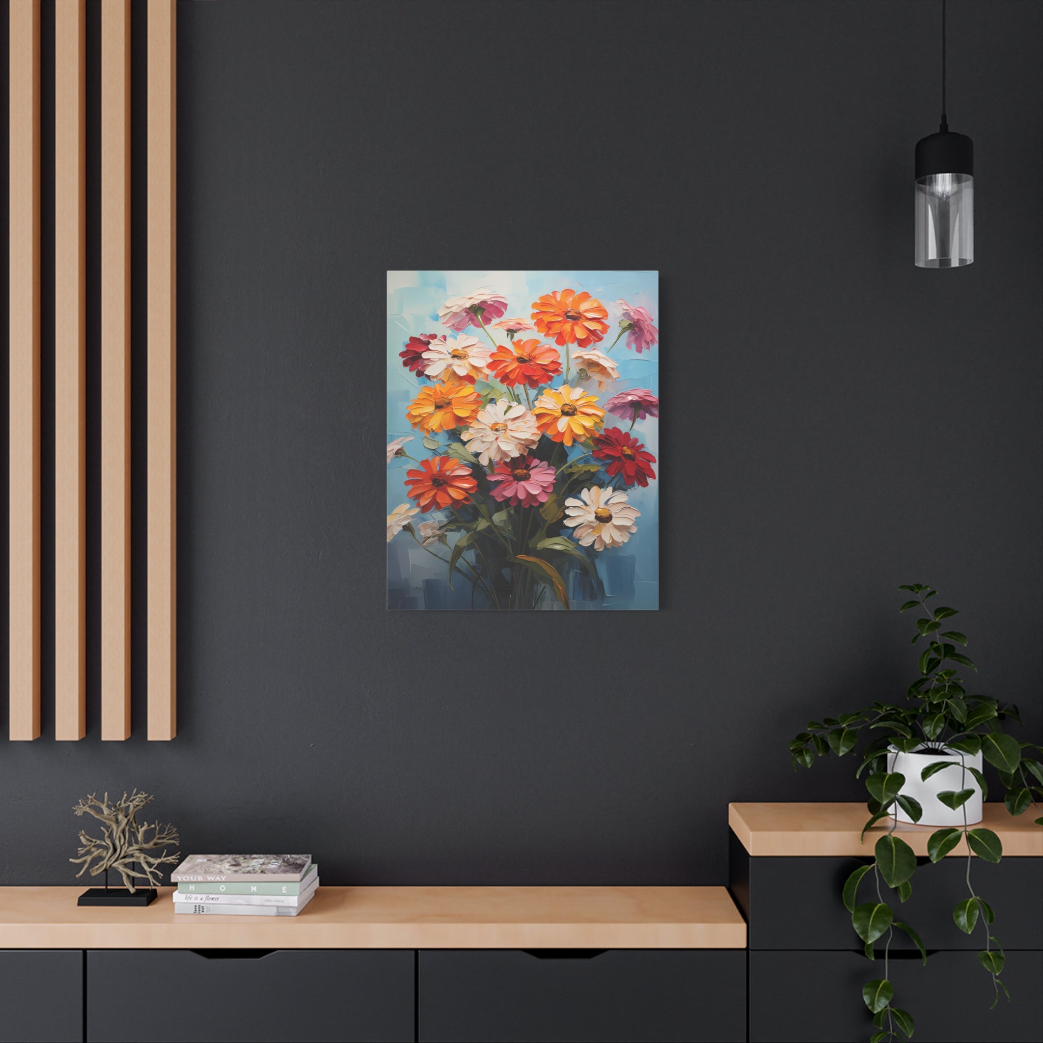 canvas-print-zinnia-flowers-impasto-matte-stretched-art-floral-wall-decor-botanical-artwork-impressionist-painting-reproducti