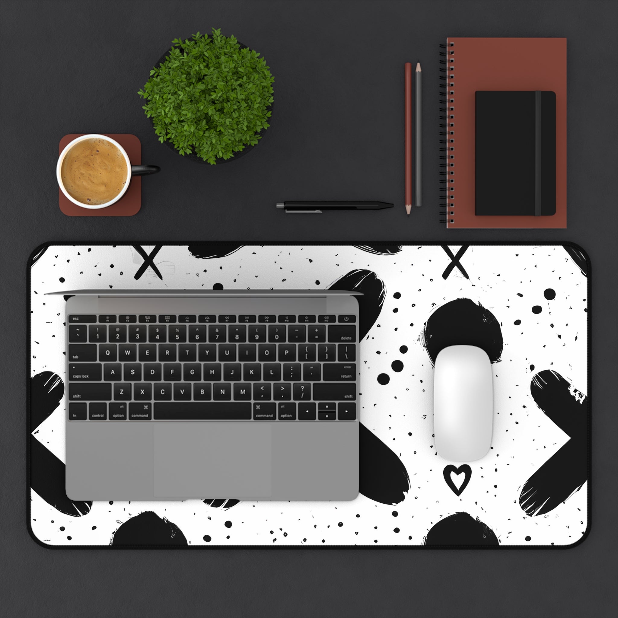 xo-monochrome-mouse-pad-black-and-white-face-desk-mat-sleek-black-and-white-desk-pad-modern-minimalist-mouse-pad