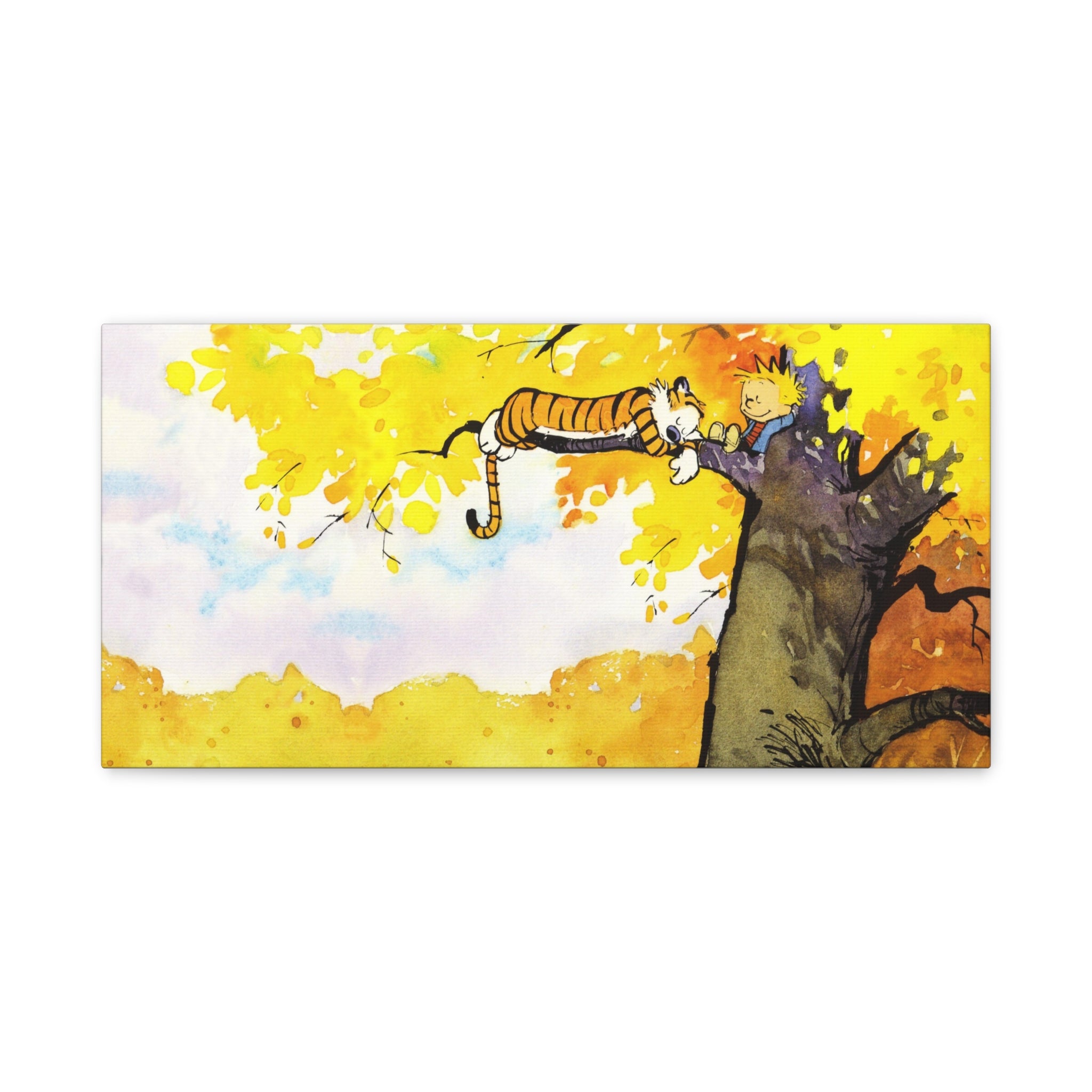 Calvin and Hobbes Canvas Wall Art - Nostalgic Comic Strip Canvas for Kids Room & Nursery Decor - Friendship Adventure Theme Print