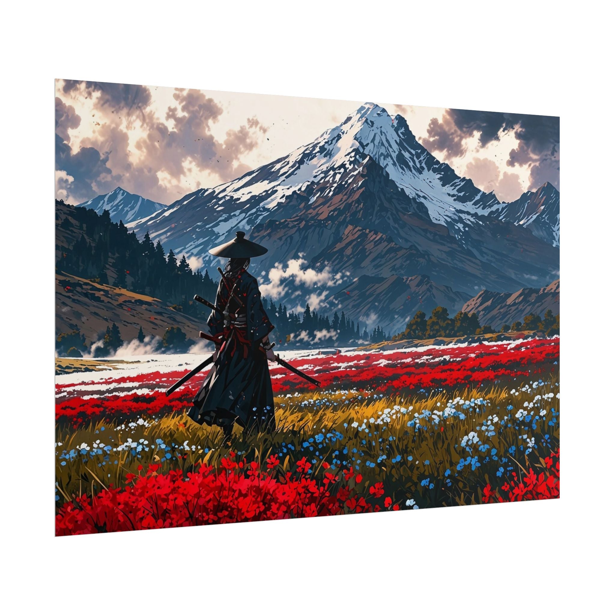 Samurai Canvas Print - Katana Japanese Artwork, Asian Decor, Samurai Warrior Poster, Anime Poster